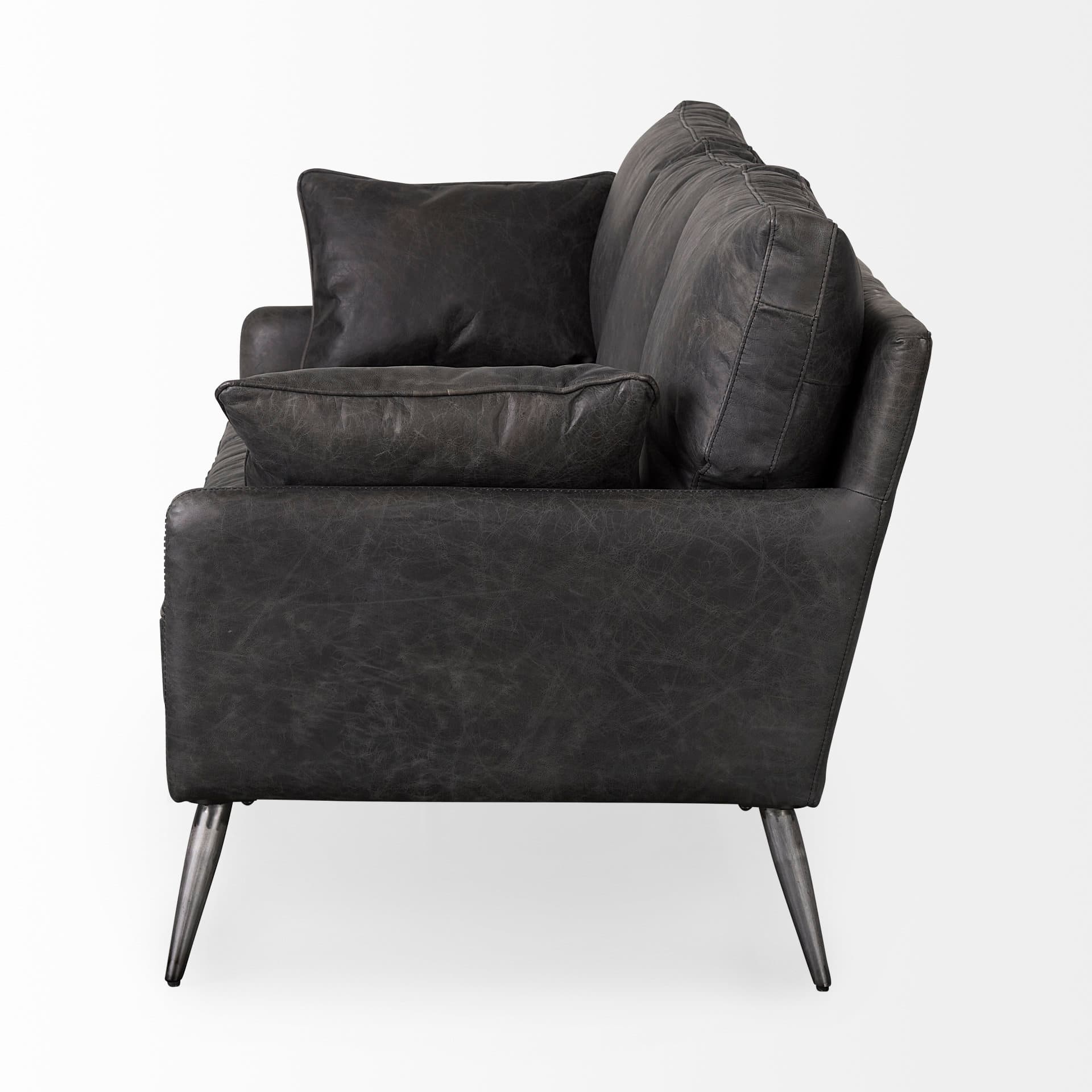 Cochrane 82L x 33W x 32.3 Black Leather Three Seater Sofa — product photograph