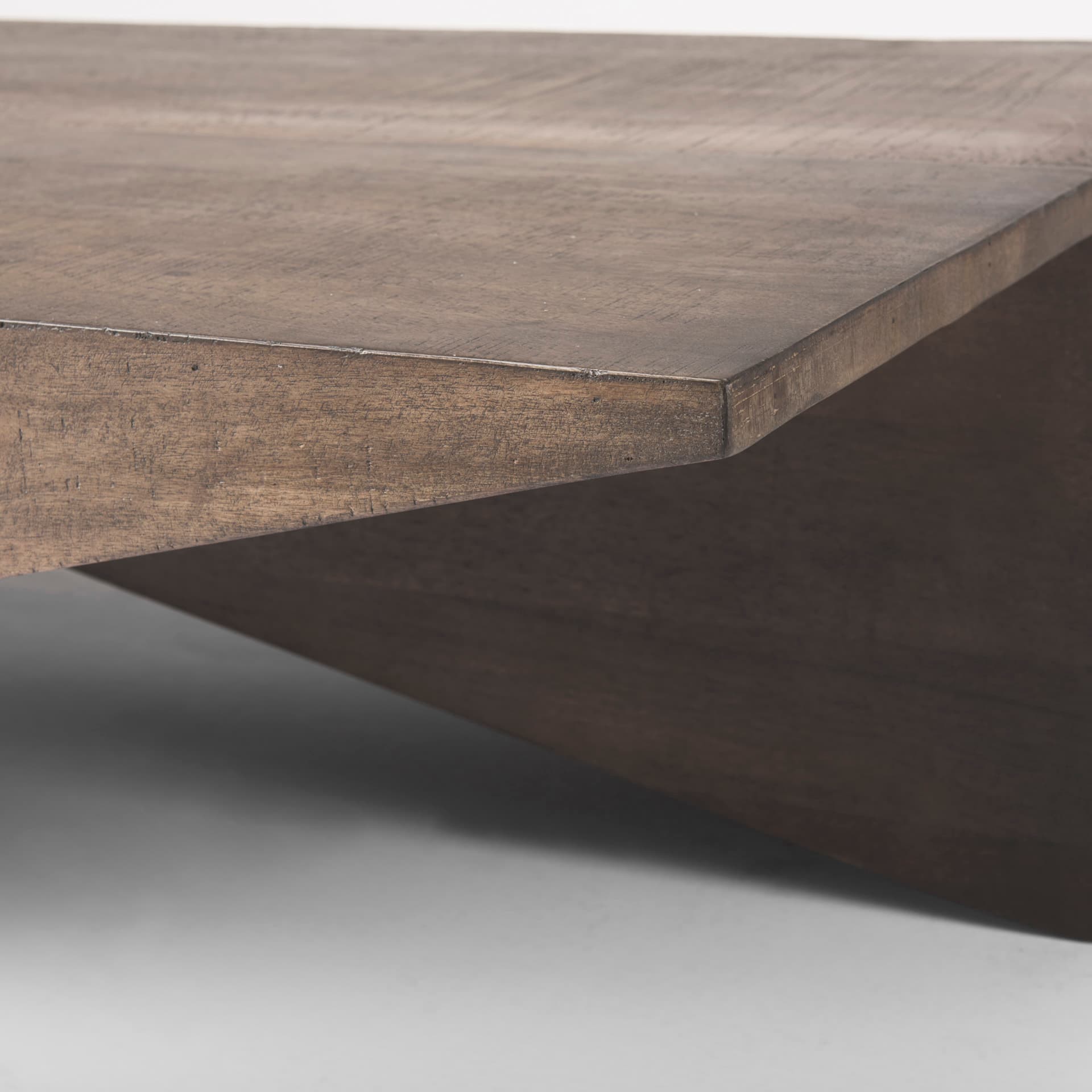 West 55L x 32W x 14H Medium Brown Wooden Angled Coffee Table — product photograph