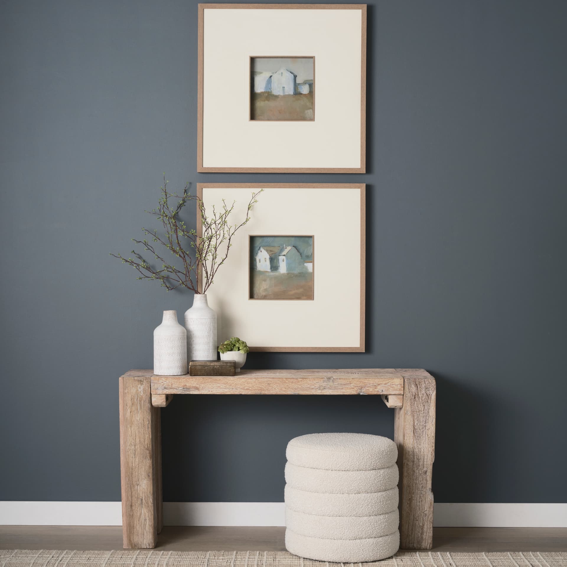 Structured View II by Mercana Studio a Hand Embellished Framed Art Print Matted under Glass — in a styled room
