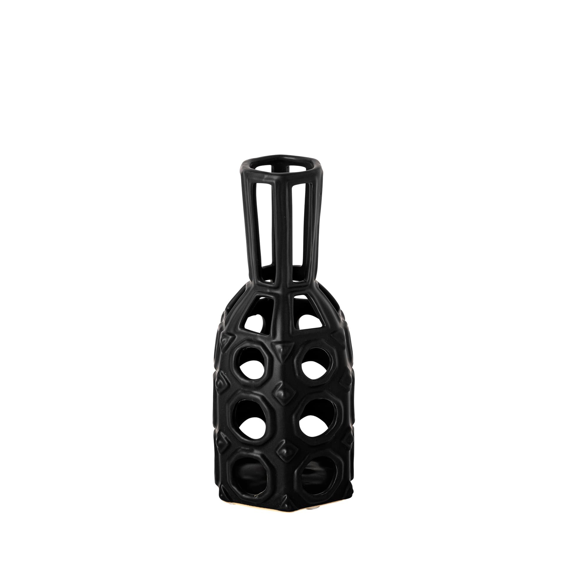 Brunel Small Black Drum-Shaped Ceramic Vase — product photograph
