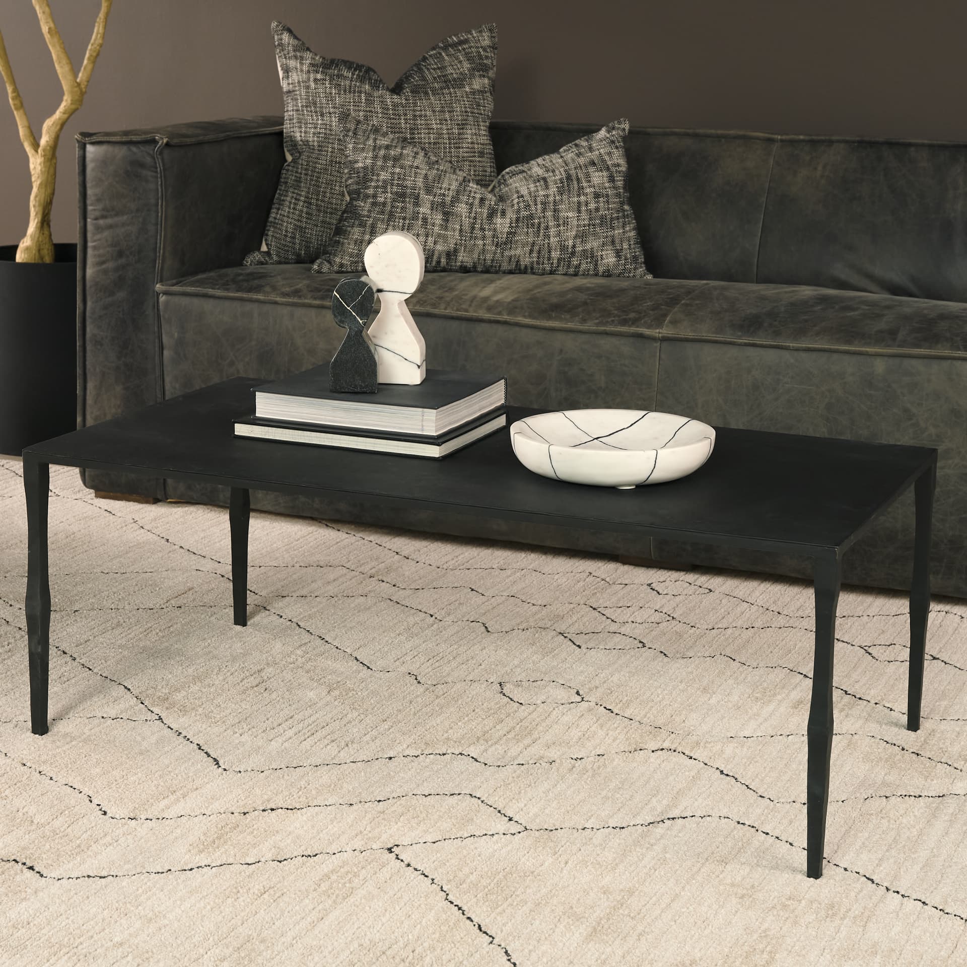 Timothy 42.0 X 22.0 X 15.5 Ebony Black Iron Coffee Table — product photograph
