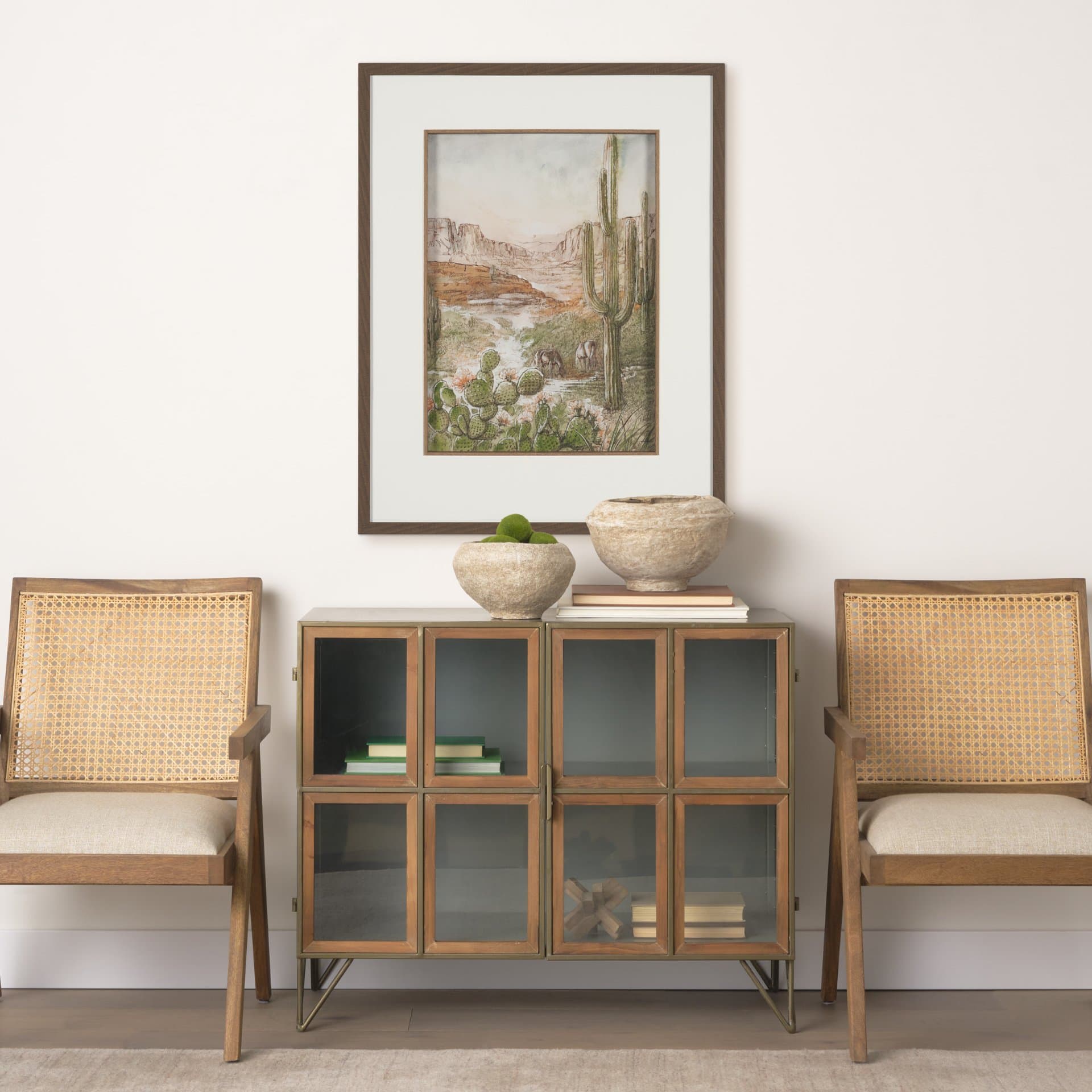 Red Rock Country III by Mercana Studio Hand-Embellished Framed Artwork Matted under Glass — in a styled room