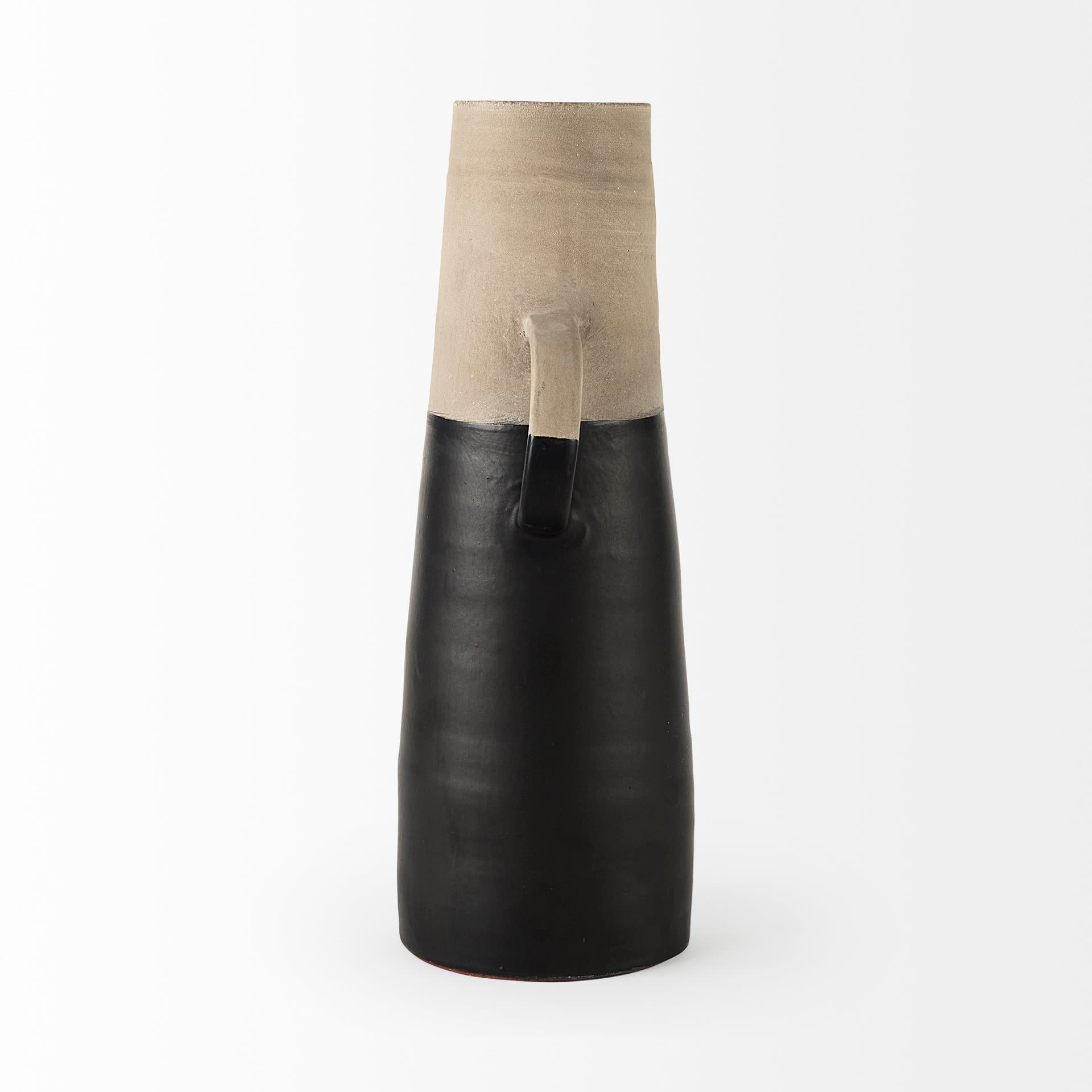 Garand Large 18.8H Two-Toned Black/Natural Ceramic Jug — product photograph