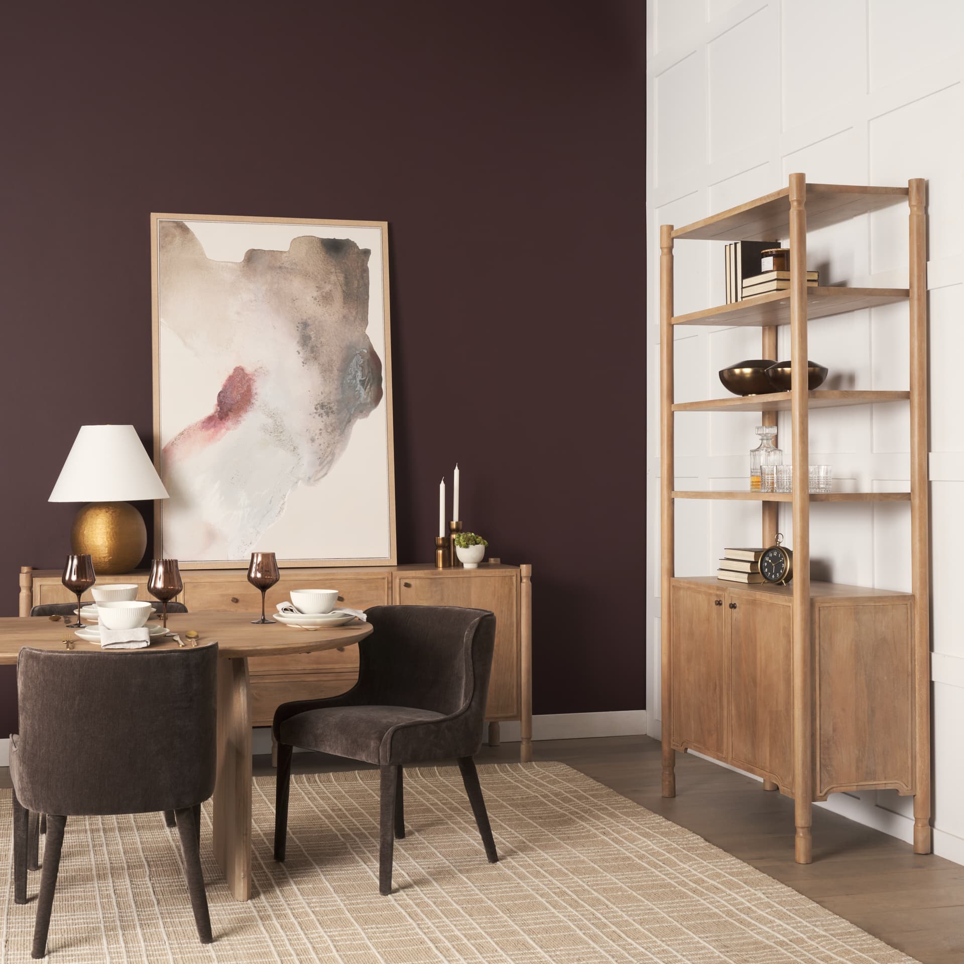 Phil Light Brown Wood 2 Door 3 Shelves Open Shelving Unit — product photograph