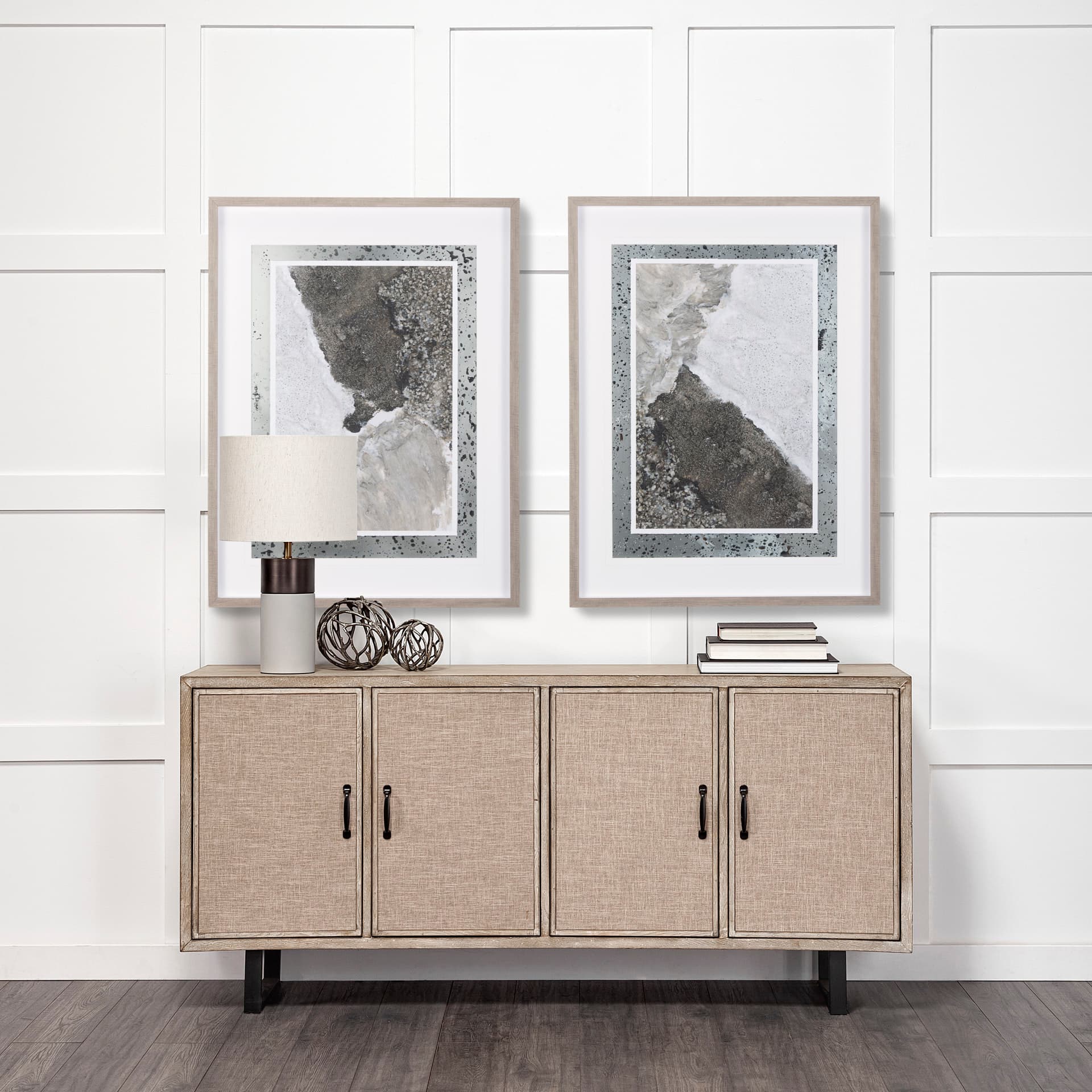 Mudslide IV by Mercana Studio a Hand Embellished Textured Framed Art Print Matted under Glass — in a styled room