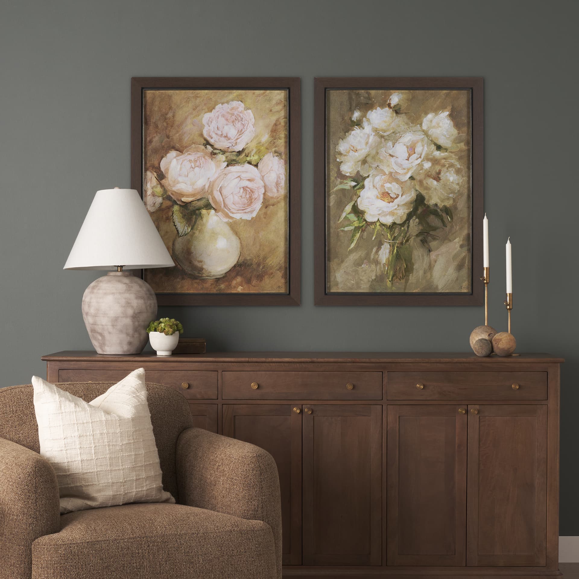 Exquisite Bloom by Mercana Studio Hand-Embellished Textured Framed Artwork Matted — in a styled room