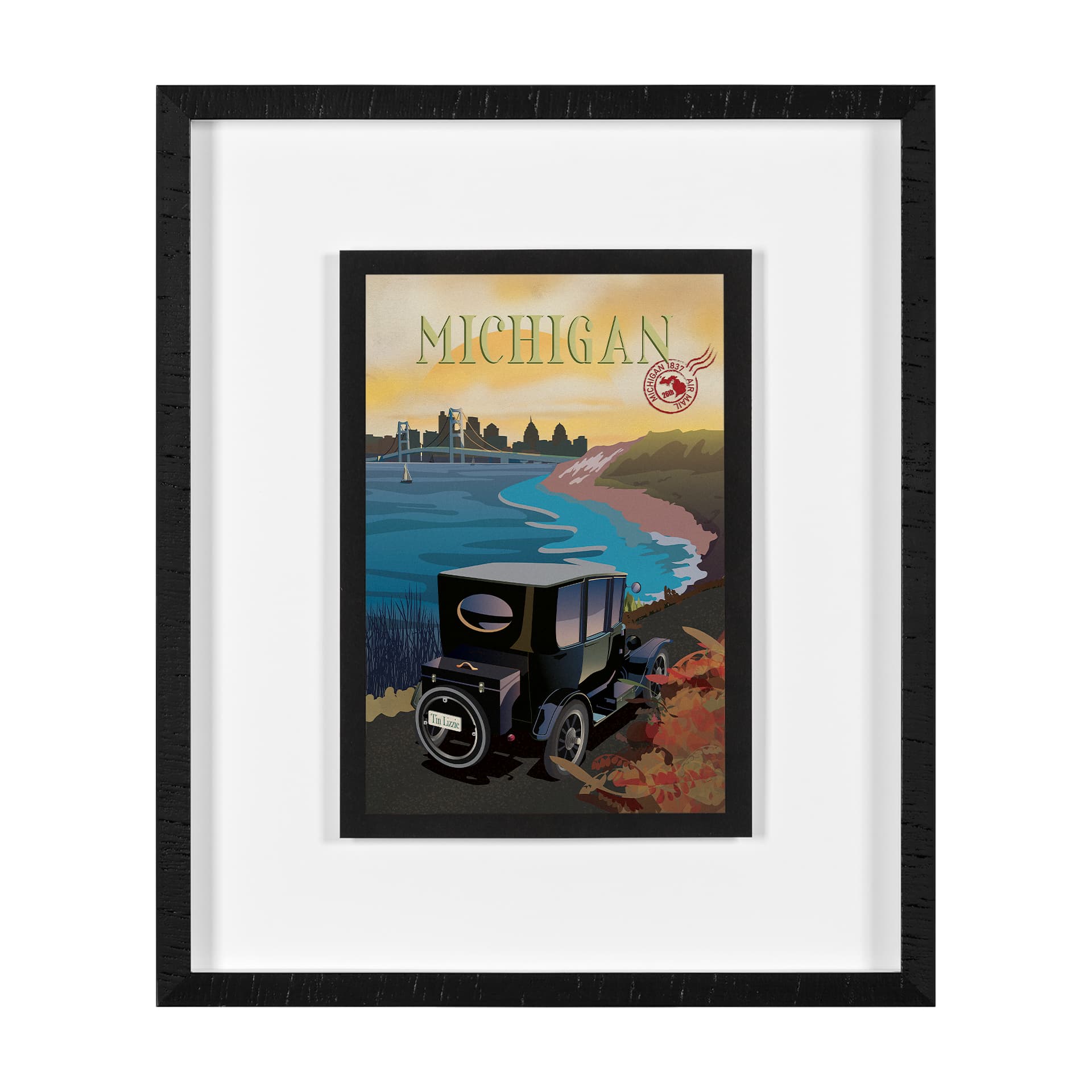 Michigan Go USA (M) by Mercana Studio a Framed Art Print Matted under Glass — product photograph