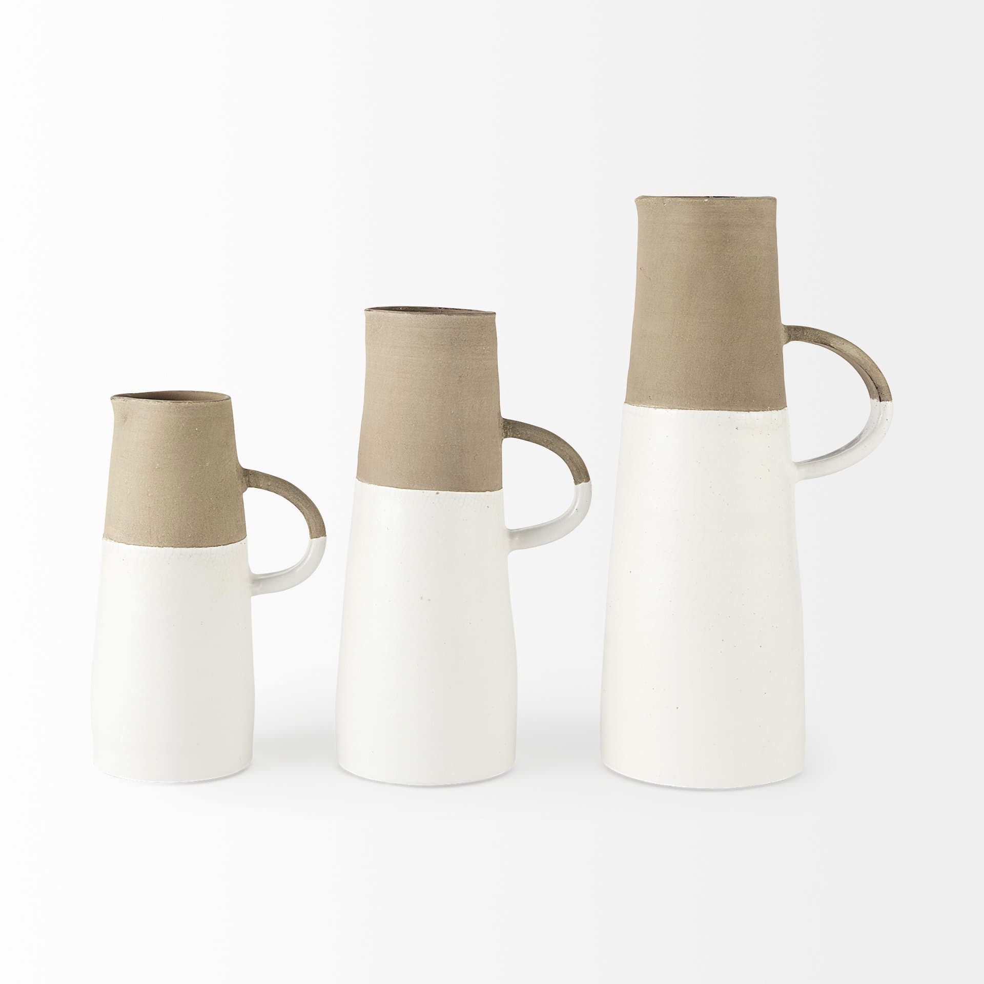 Garand Small 13H Two-Toned White Natural Ceramic Jug — product photograph