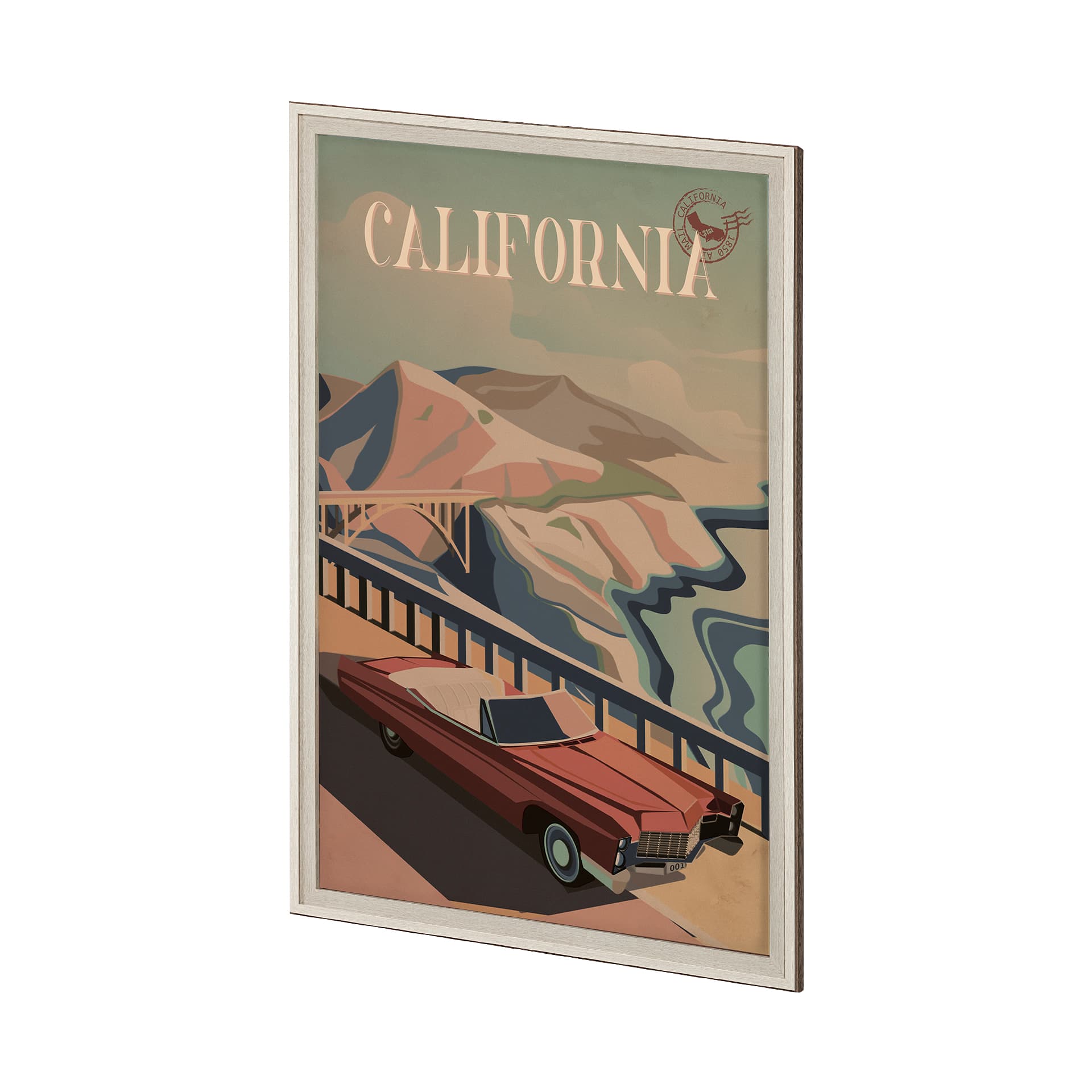 California Go USA (XL) by Mercana Studio a Hand Embellished Decograph Framed Art Print under Glass — product photograph
