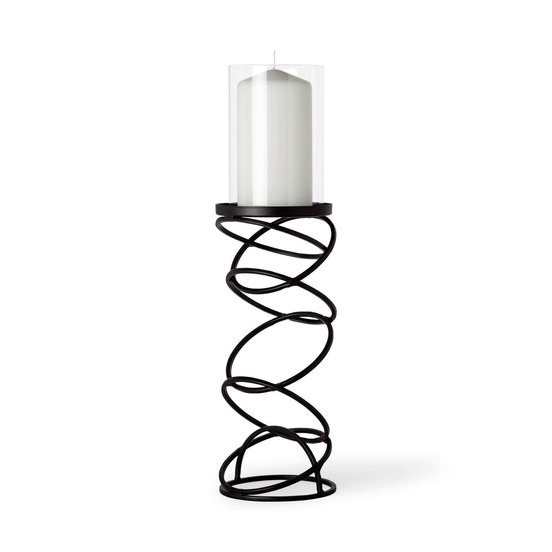 Omega II Medium Black Metal Stacked Ring Table Candle Holder — product photograph