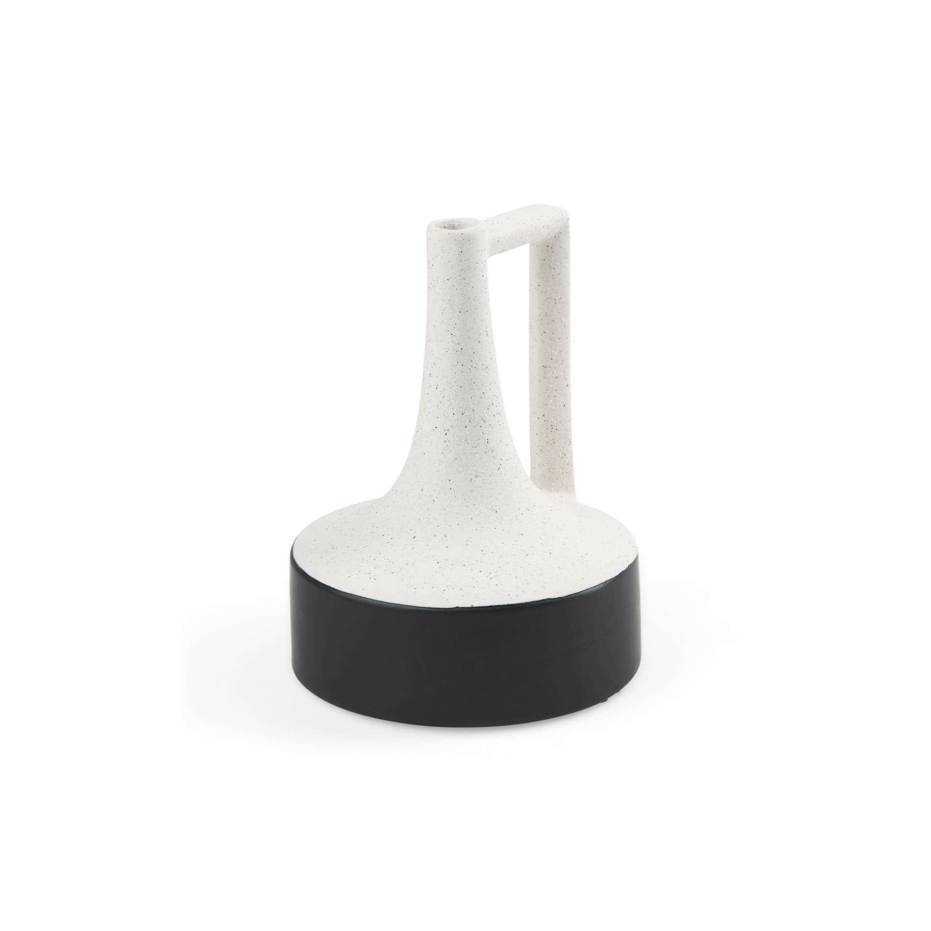 Burton 8.3H Small White and Black Ceramic Jug Vase — product photograph