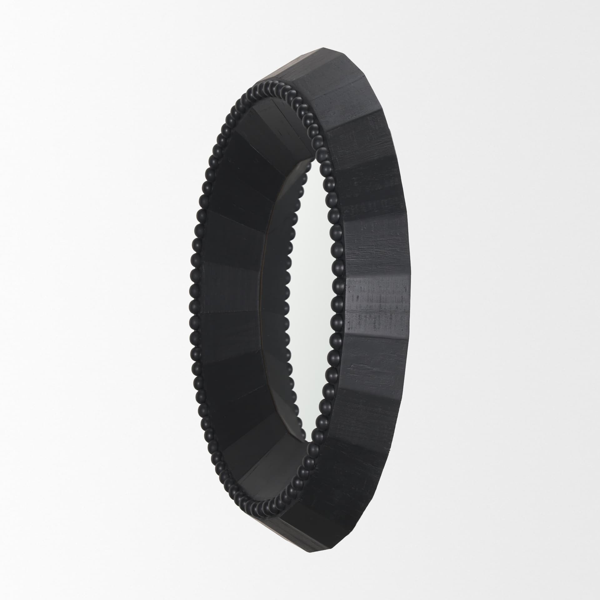 Ranela Black Beaded Wooden Wall Mirror — product photograph