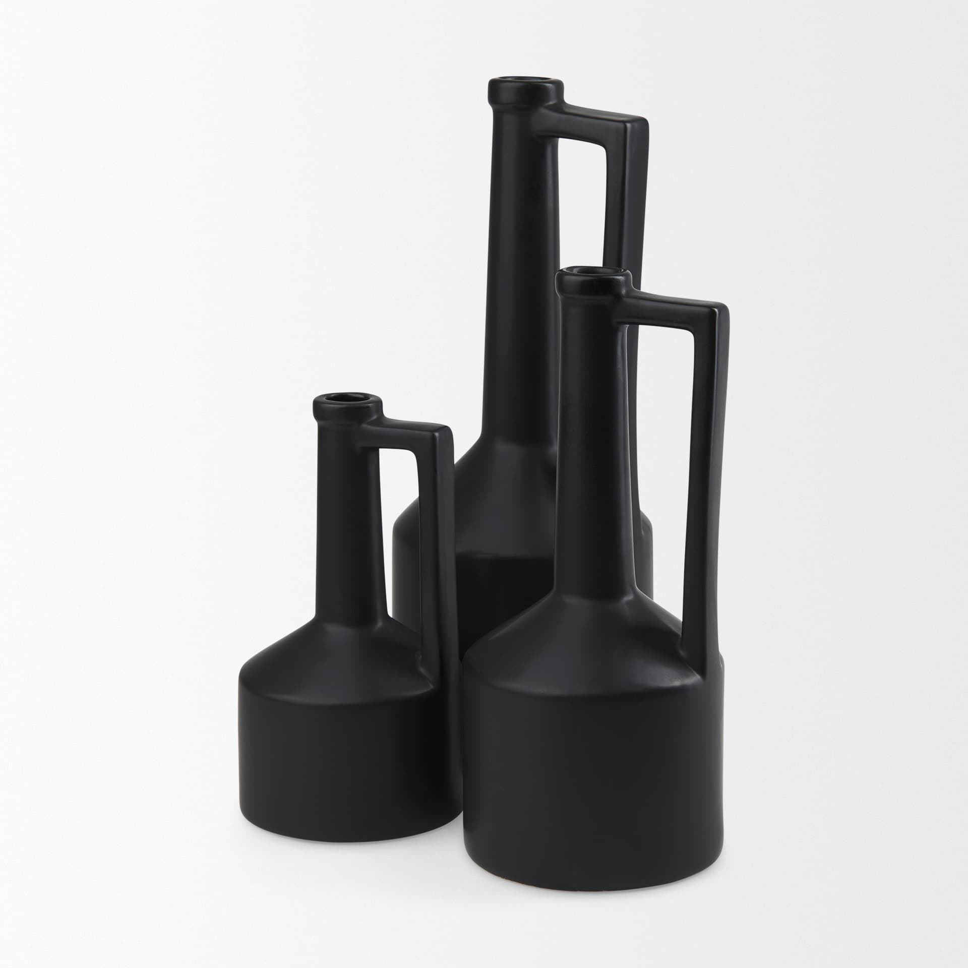 Burton 14.2H Medium Matte Black Ceramic Jug Vase — product photograph