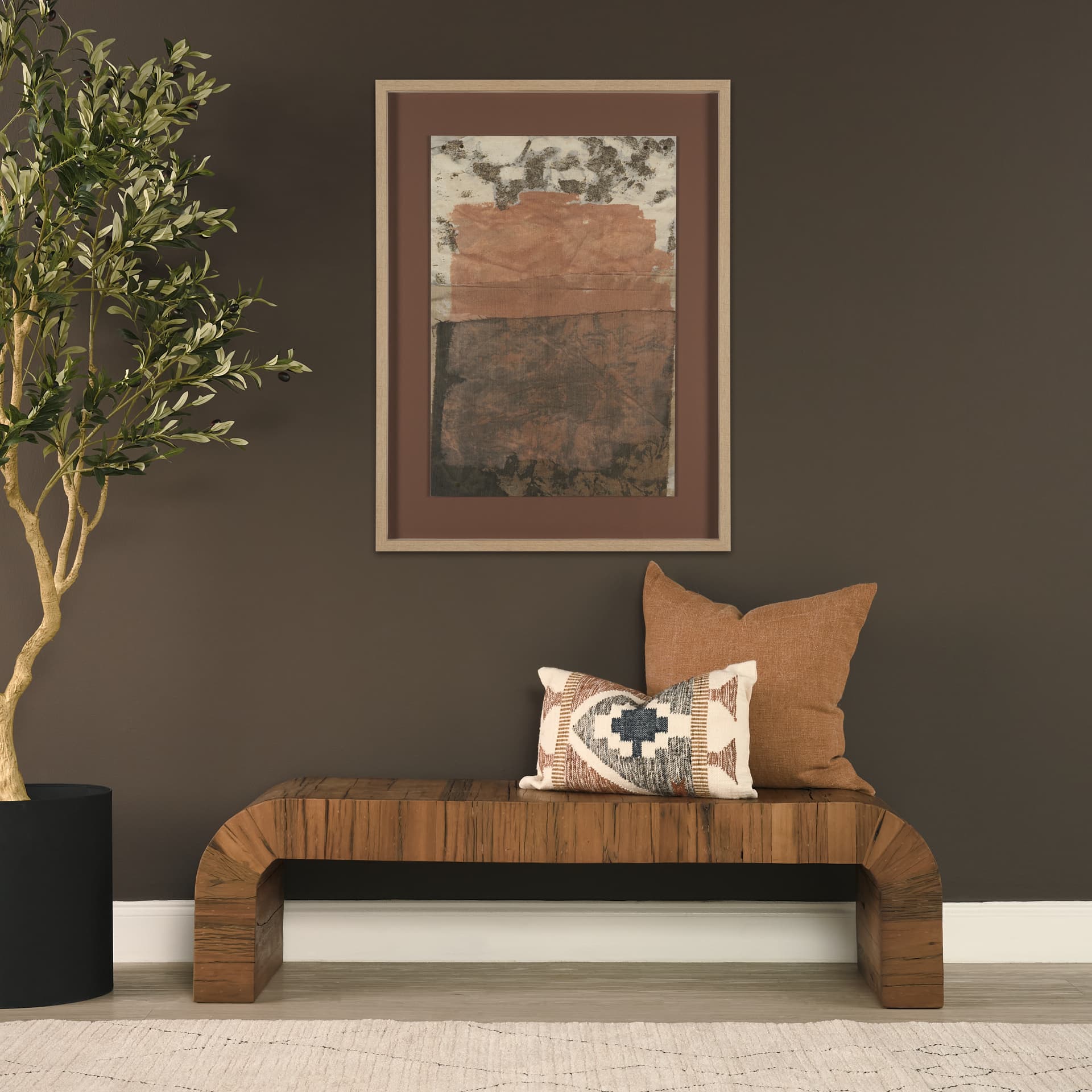 Textural Echo - Patina by Kristine Hegre Hand Embelished Textured Framed Artwork Matted under Glass — product photograph