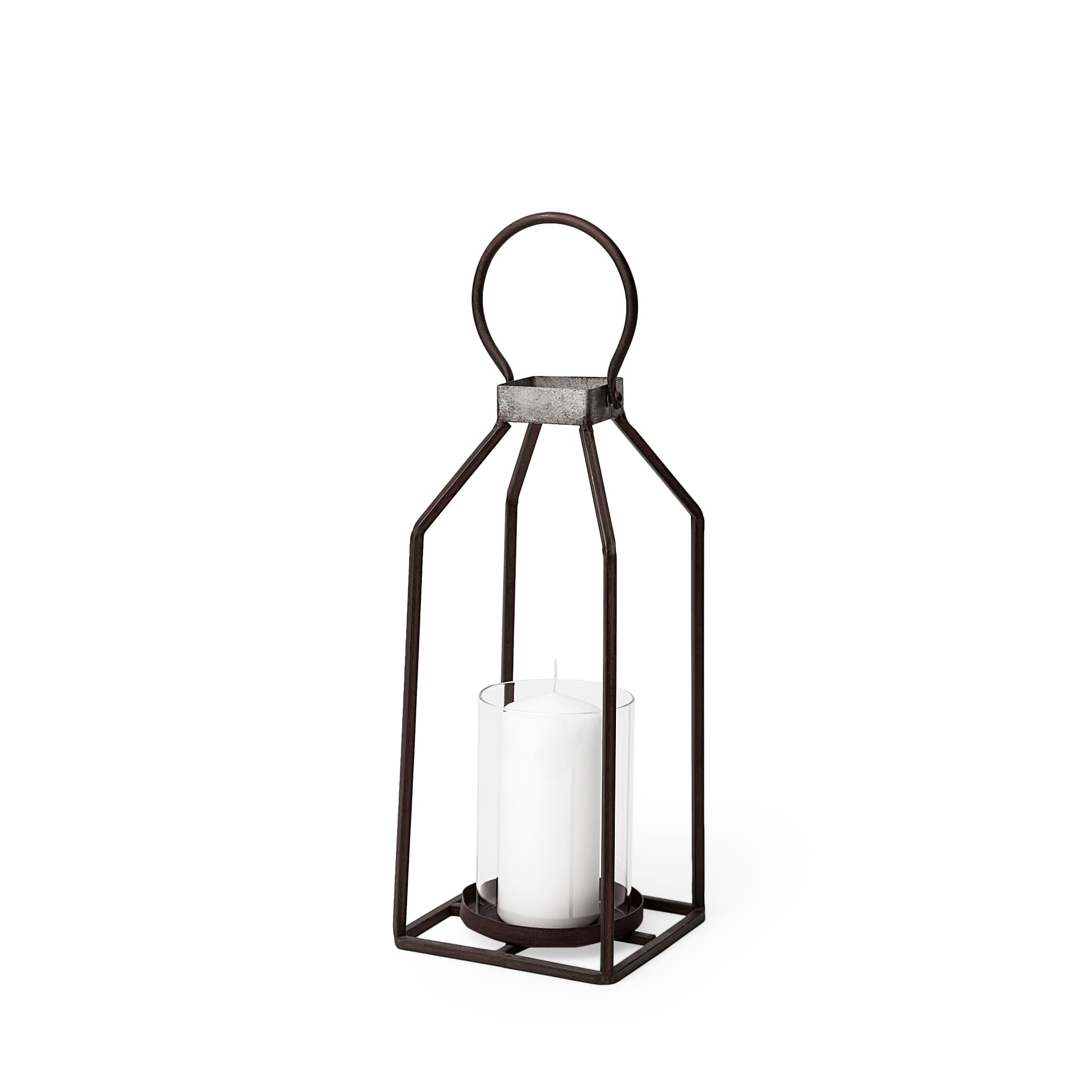 Kingston II Small Rustic Metal Framed Table Candle Holder — product photograph
