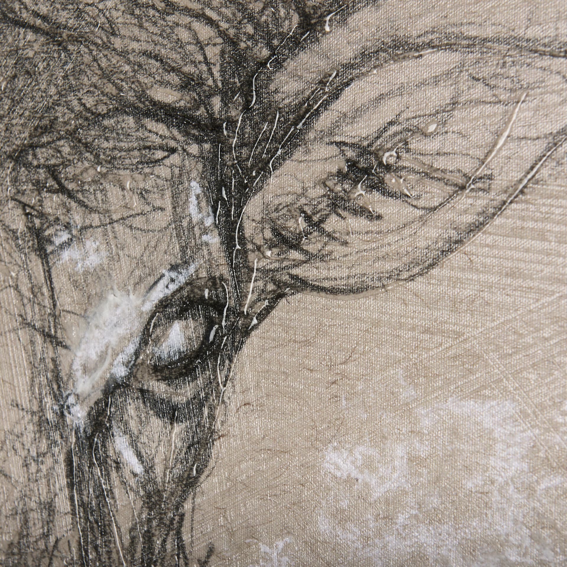 Sketch of animal I (Wild sheep) by Mercana Studio a Hand Embellished Textured Canvas — product photograph