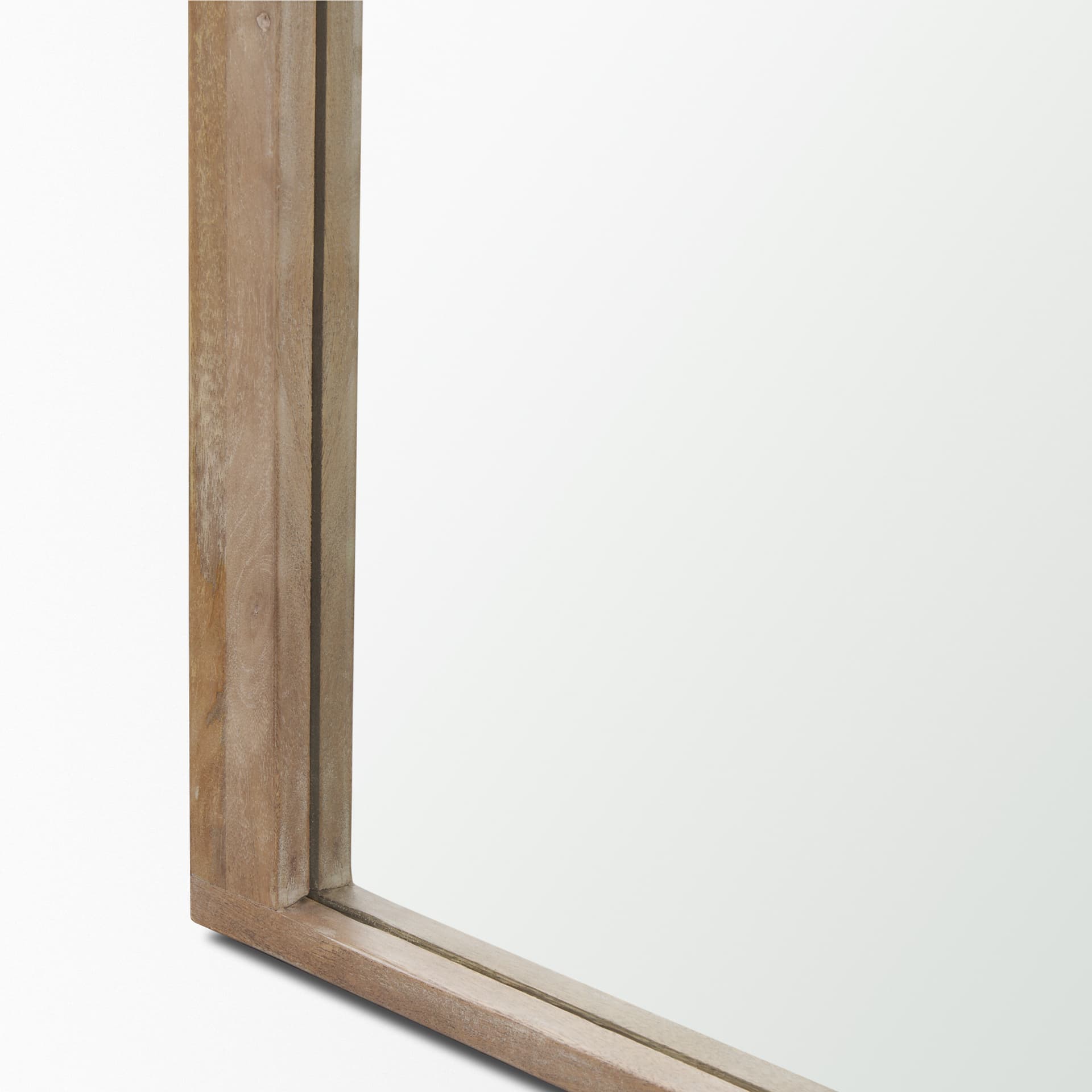 Celeste Light Brown Wood Arched Floor Mirror — product photograph