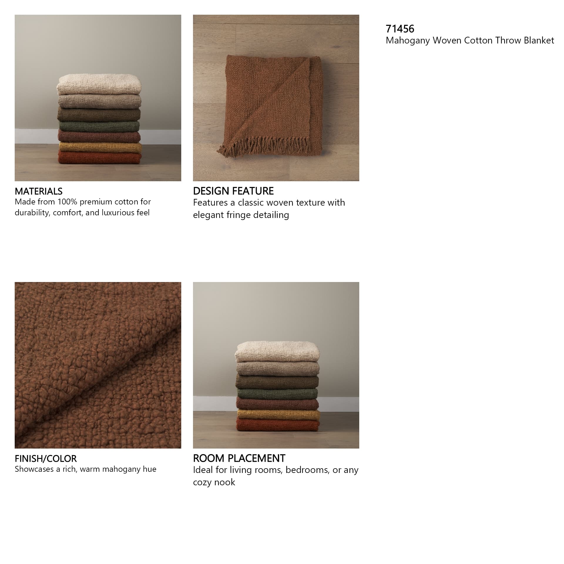Kambal Mahogany Woven Cotton Throw Blanket — product photograph
