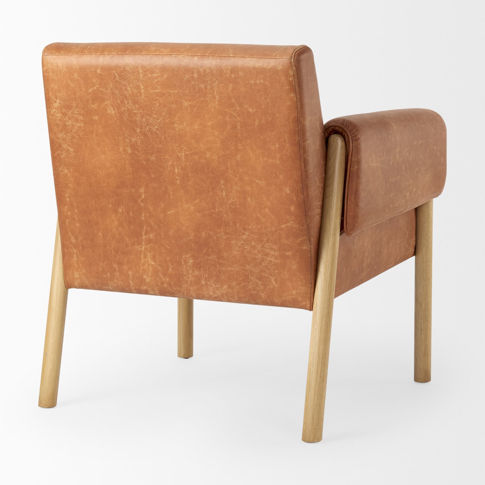 Ashton Brown Vegan Leather w/ Light Wood Accent Chair — product photograph
