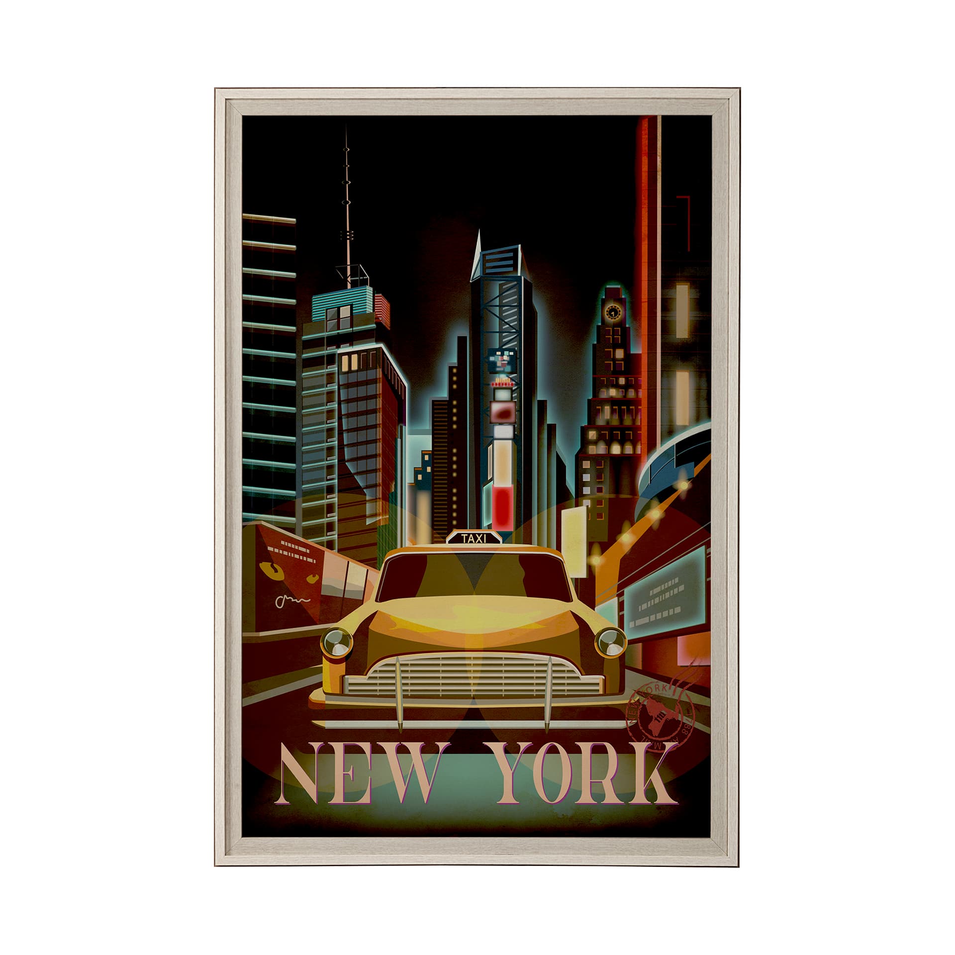 New York Go USA (XL) by Mercana Studio a Hand Embellished Decograph Framed Art Print under Glass — product photograph