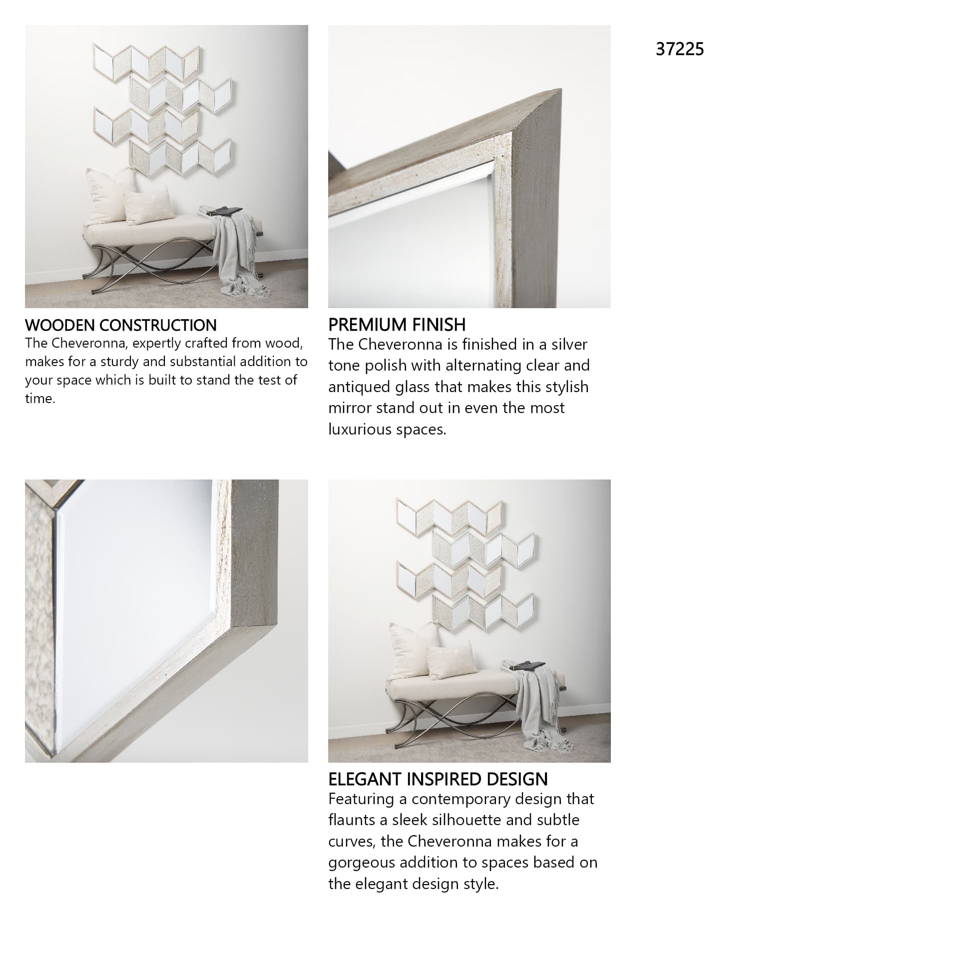 Cheveronna 36x12 Silver W/Antiquing Wood Frame Mirror — in a styled room