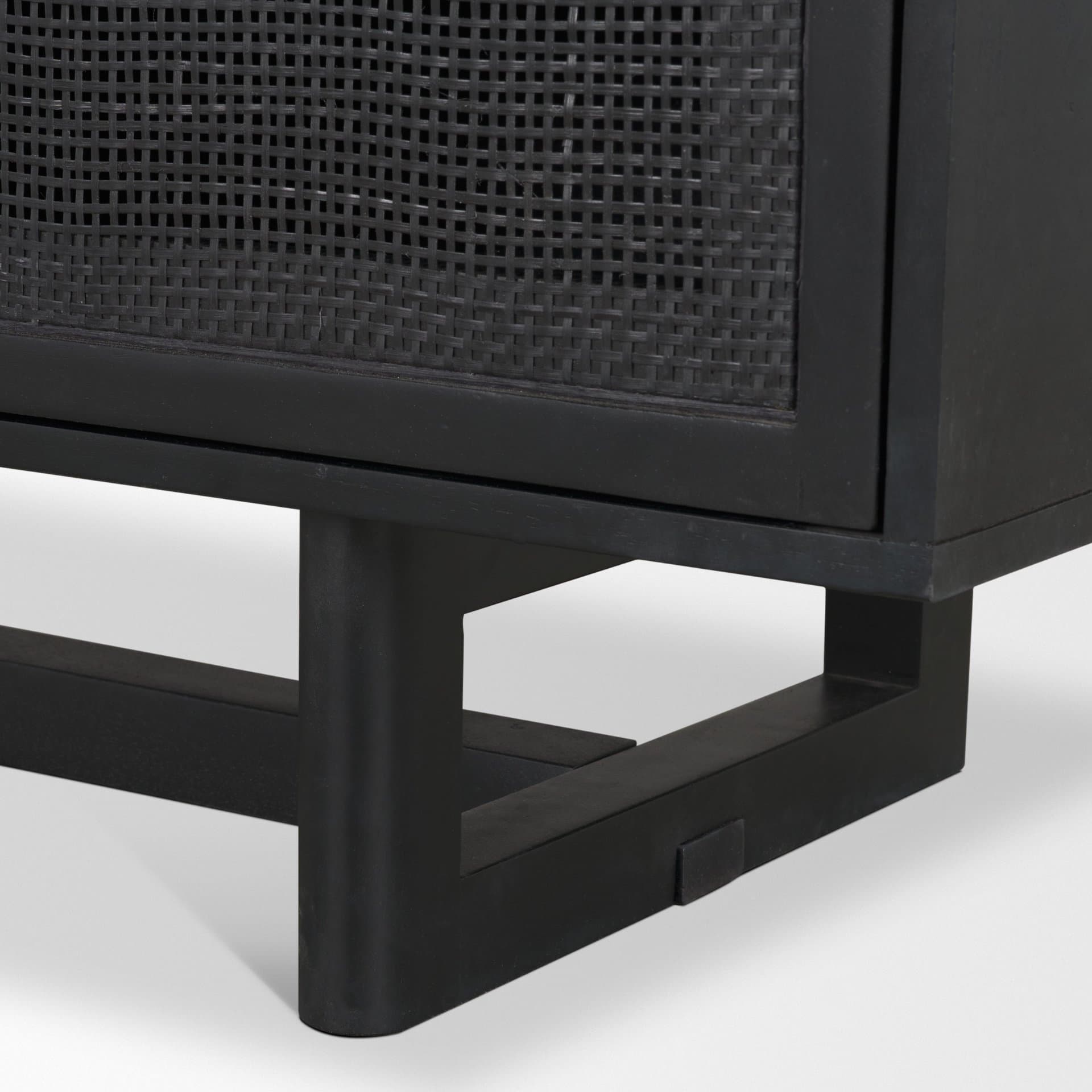 Grier 65" Black Solid Wood W/ Black Cane Media Console — product photograph