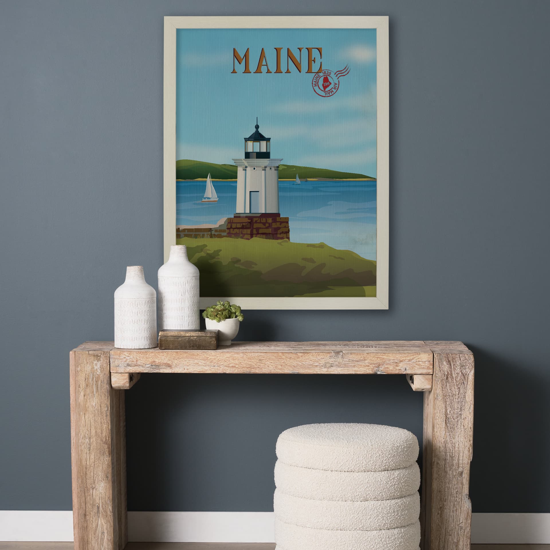 Maine GO (L) by Mercana Studio Textured Framed Artwork Matted — in a styled room