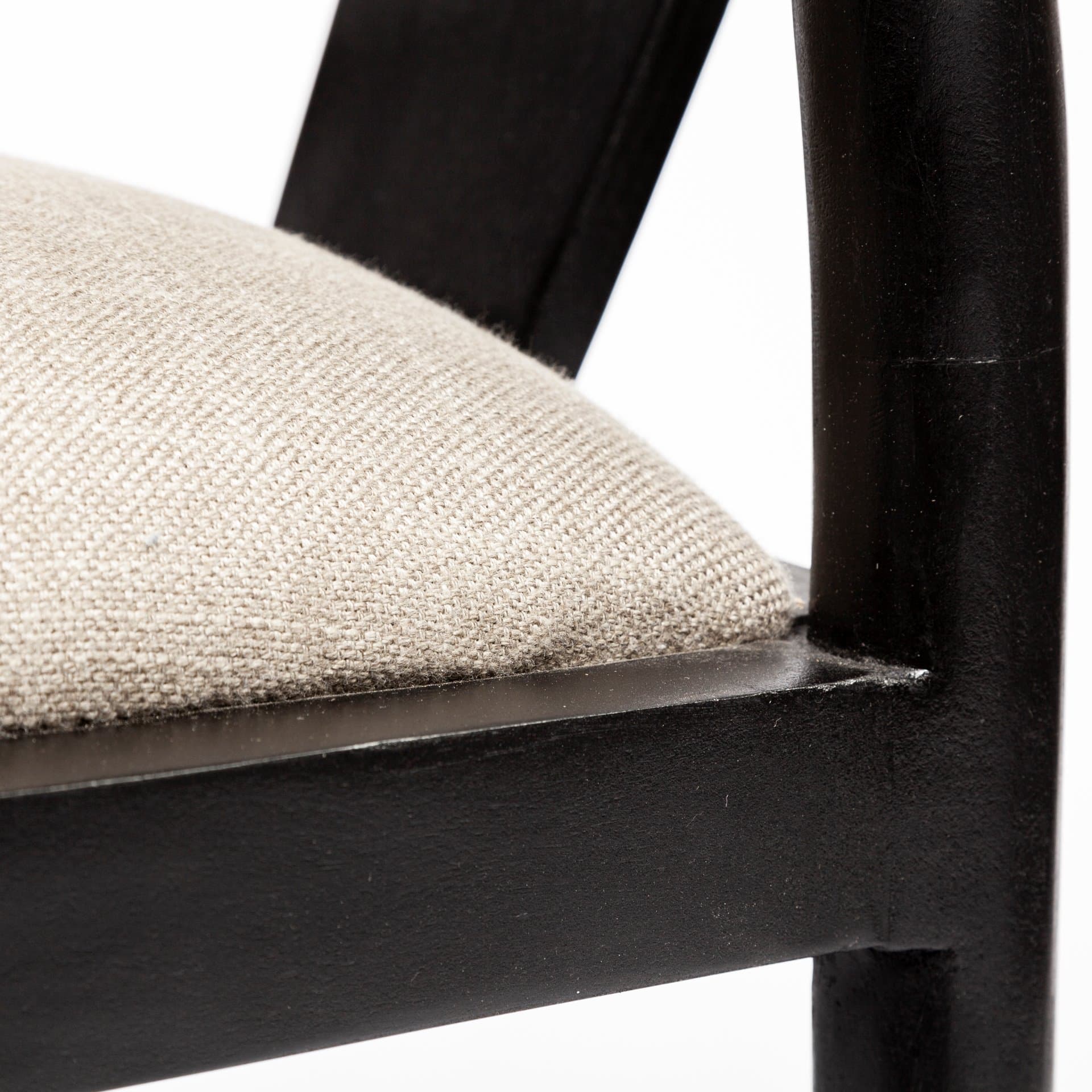 Trixie Curved Back Dining Arm Chair | Dark Taupe Fabric w/ Wooden — product photograph