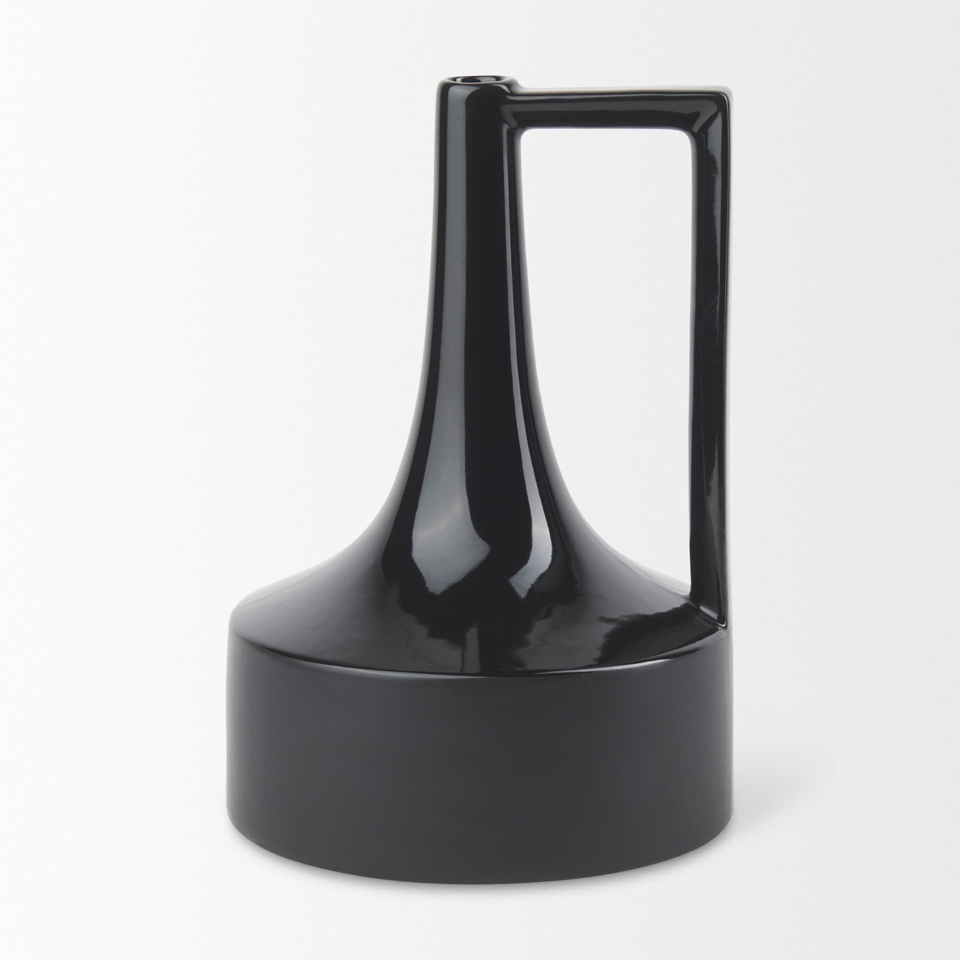 Burton 13.1H Large Glossy and Matte Black Ceramic Jug Vase — product photograph
