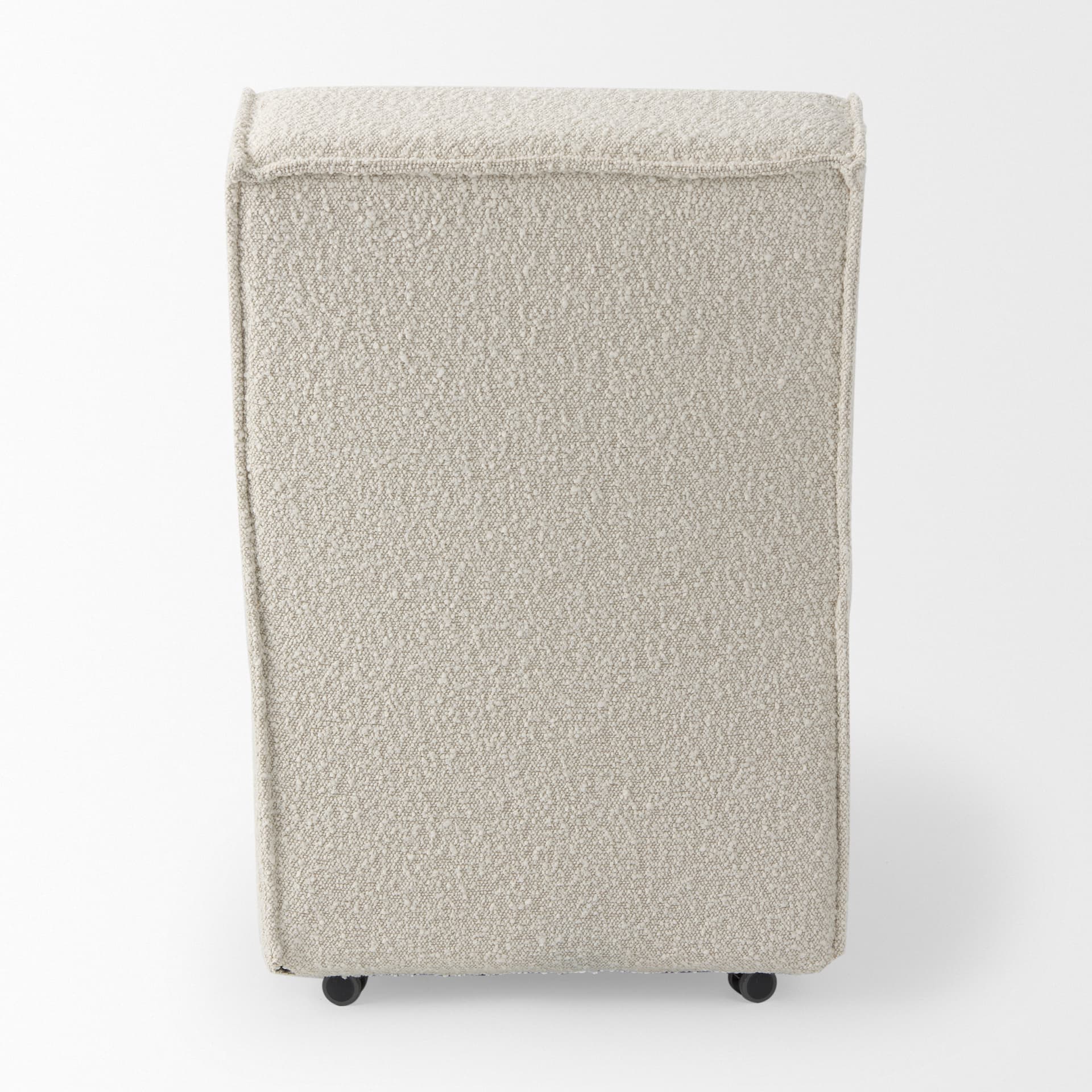 Damon Barrel Back Dining Arm Chair | Cream Fabric w/ Caster Base — product photograph