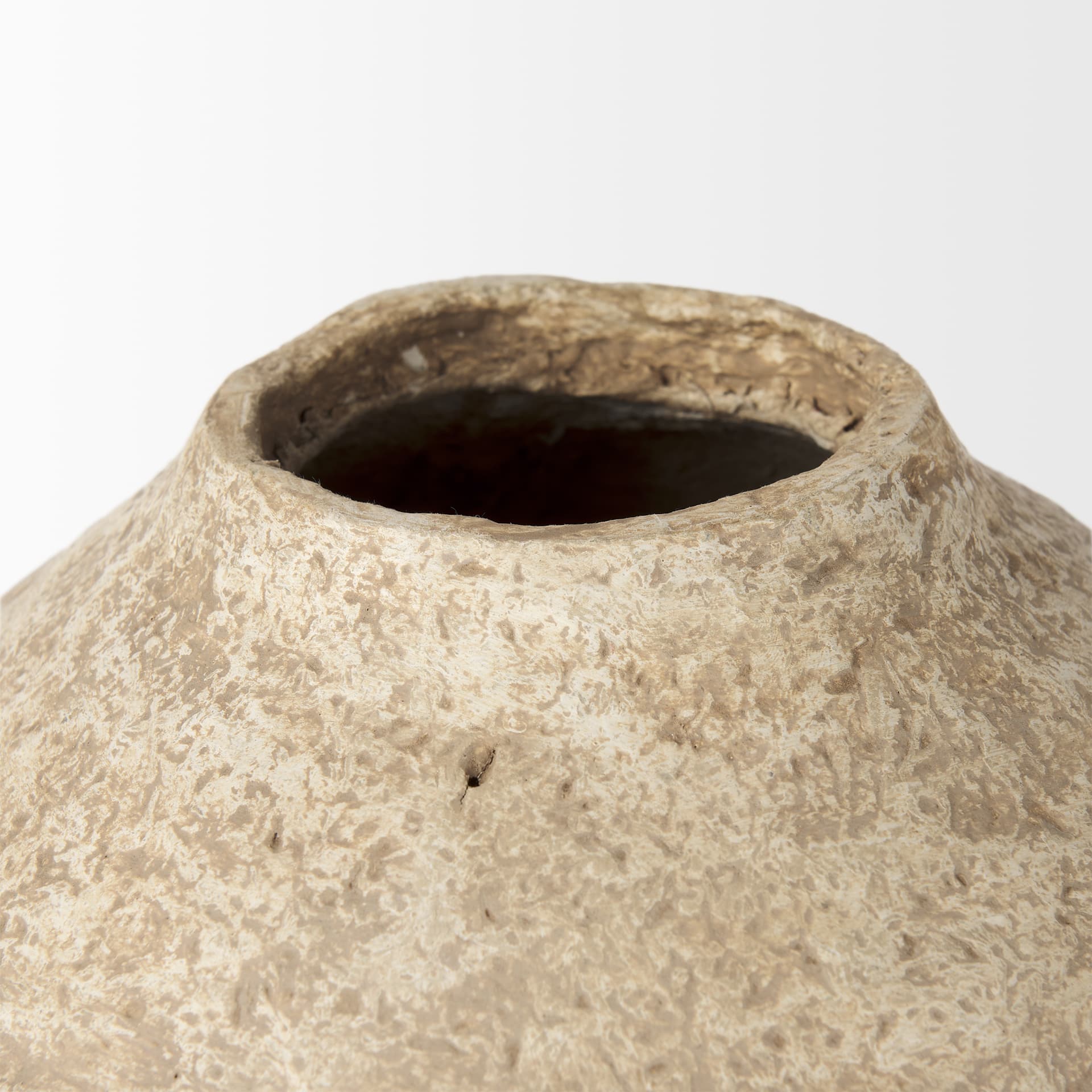 Ritu Large Beige Paper Mache Pot Vase — product photograph