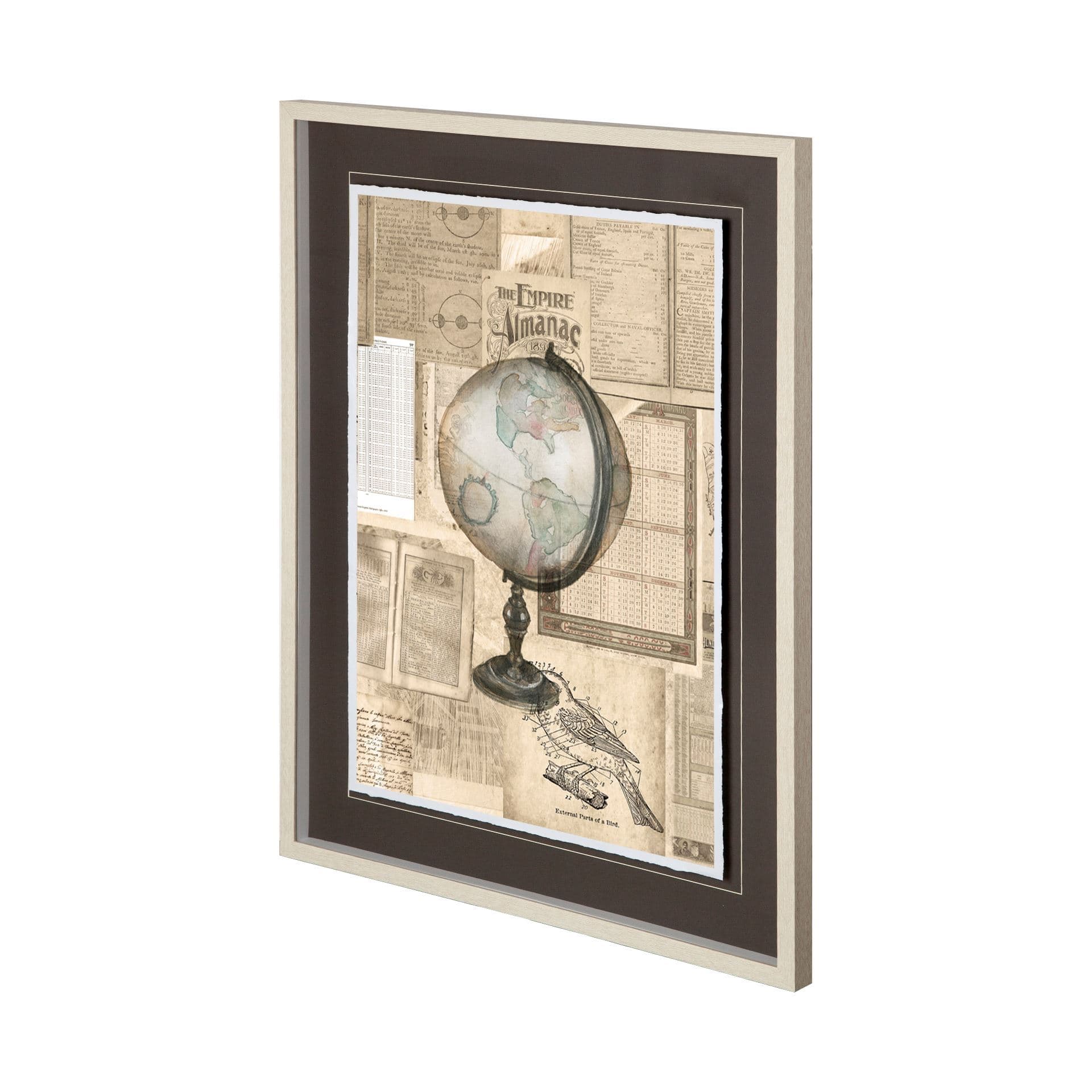 Academic Globe Illustration by BrennHarvey Hand Embellished Framed Art Print Matted under Glass — product photograph