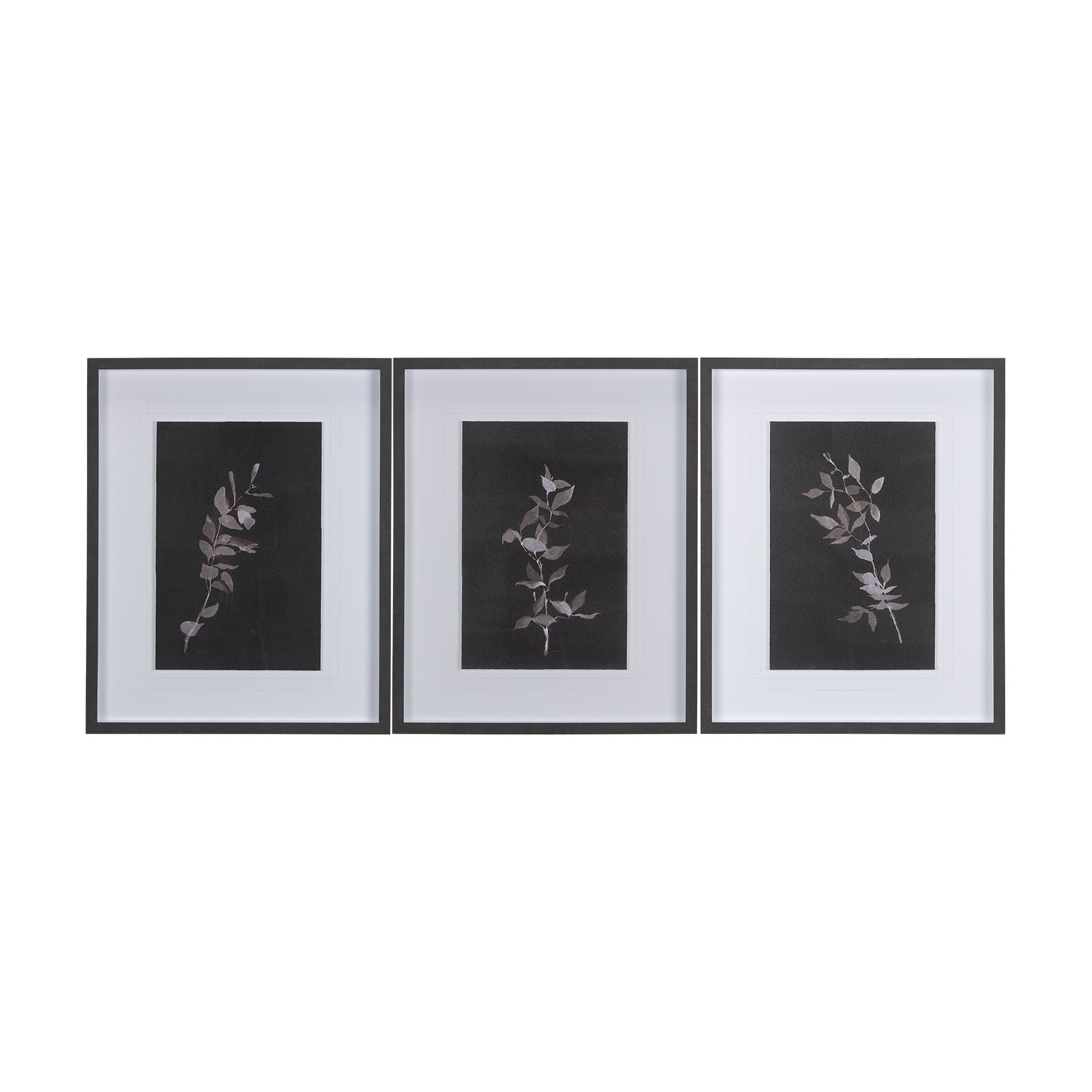 Night Leaves I by Mercana Studio a Hand Embellished Textured Framed Art Print Matted under Glass — product photograph