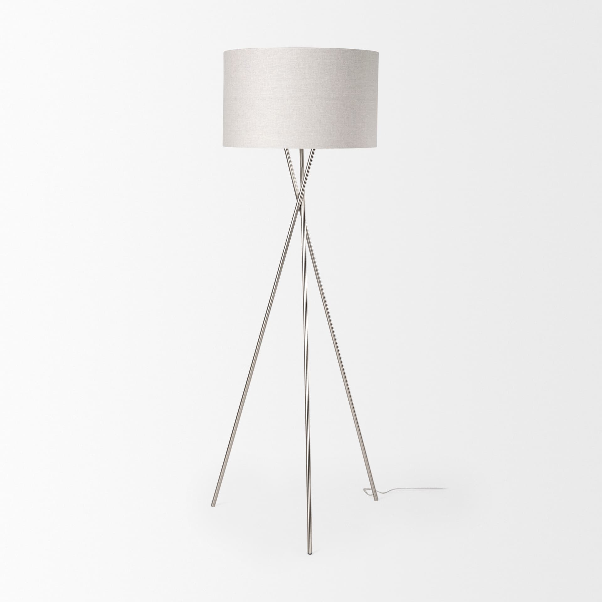 Ambrose 20.0L x 20.0W x 61.8H Silver Metal W/Beige Fabric Shade Floor Lamp — product photograph