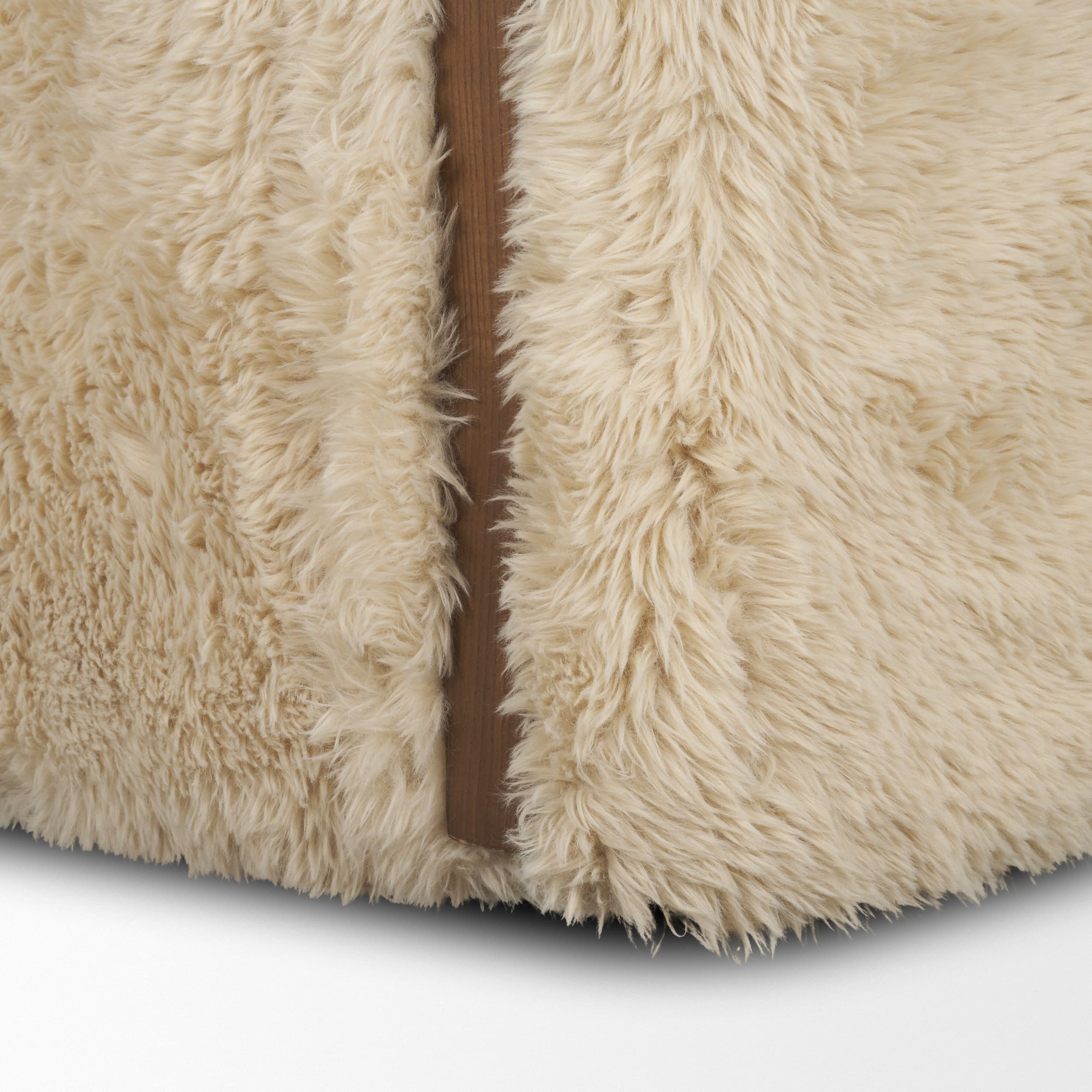 Huntley Cream Faux Fur Fabric Swivel Accent Chair — product photograph