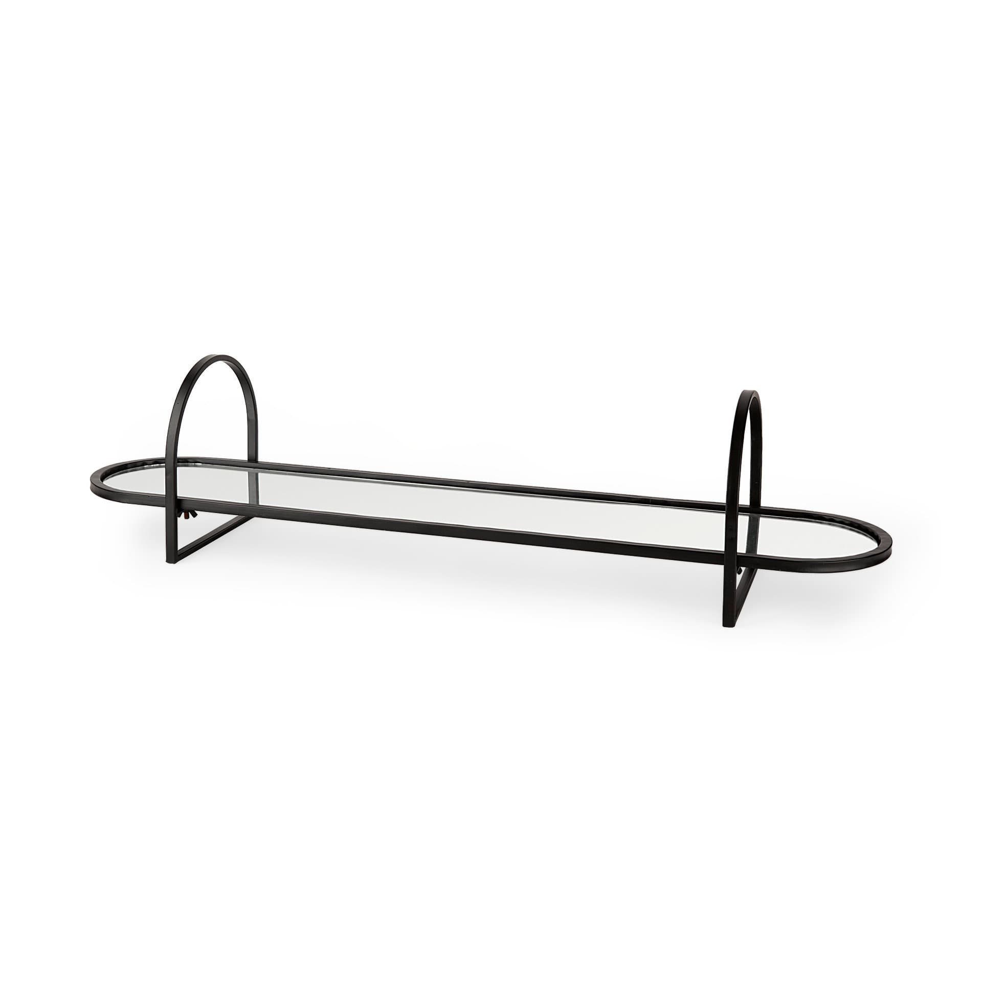 Evianna 30L x 7W x 7H Mirrored W/Black Metal Frame Tray — product photograph