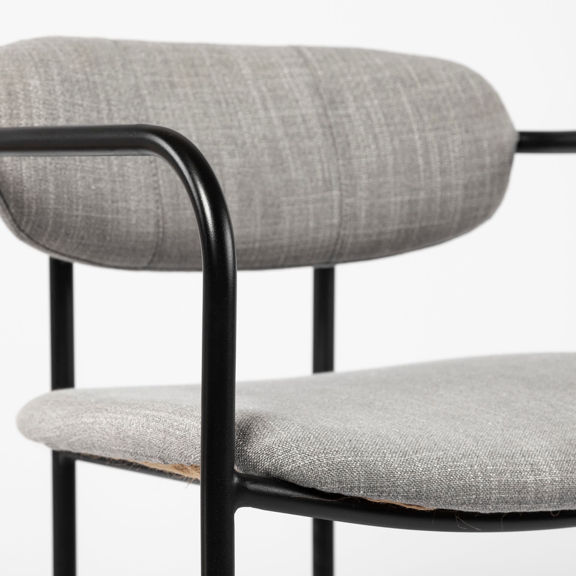 Parker Low Back 30.25in Seat Bar Stool | Gray Fabric w/ Black Metal — product photograph