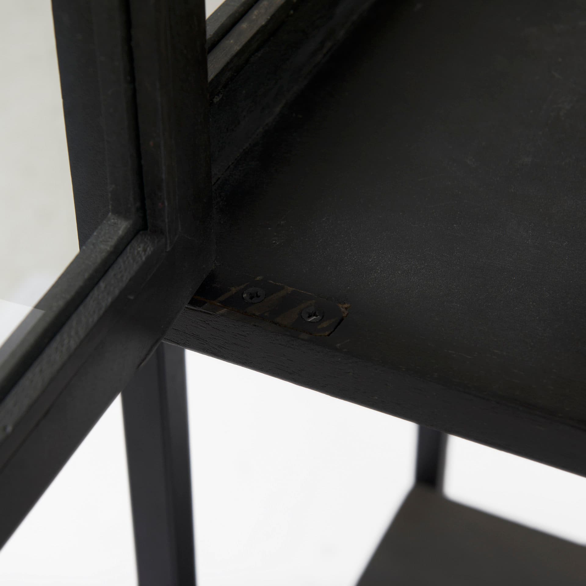 Arelius 36L x 18.75W x 63H Black-Brown Wood W/ Black Metal Base Display Cabinet — product photograph