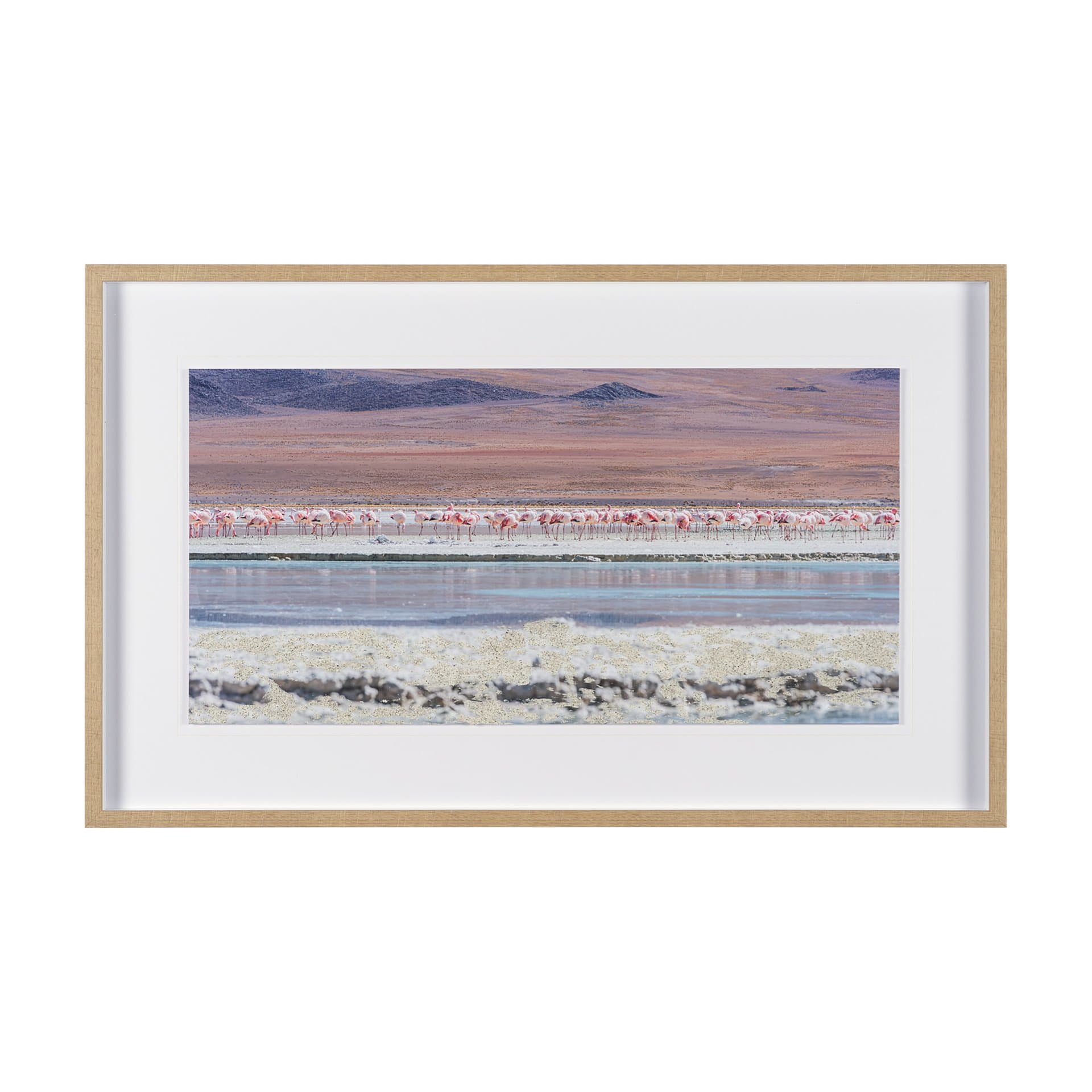 Pink Flamingoes by Richard Silver Hand Embelished Framed Artwork Matted under Glass — product photograph