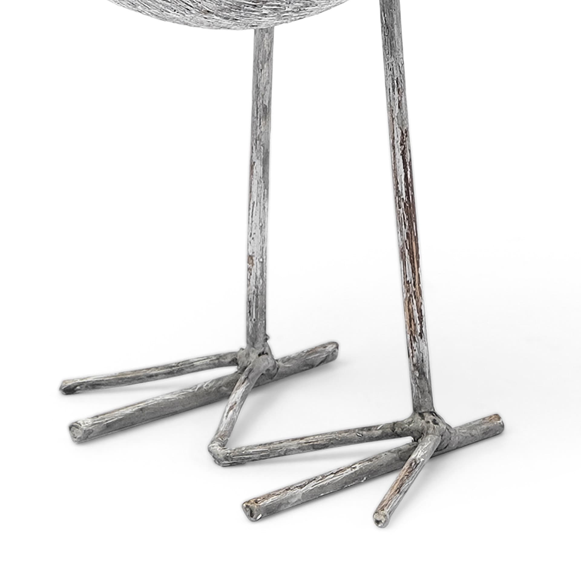 Snipe II 6L x 6W Off-White Resin Bird Ornament W/ Metal Feet — product photograph