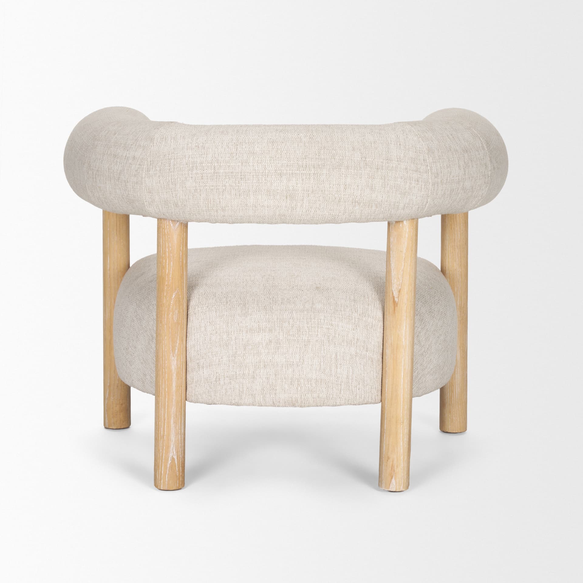 Gianna Open Back Light Brown Wood w/ Oatmeal Fabric Accent Chair — product photograph