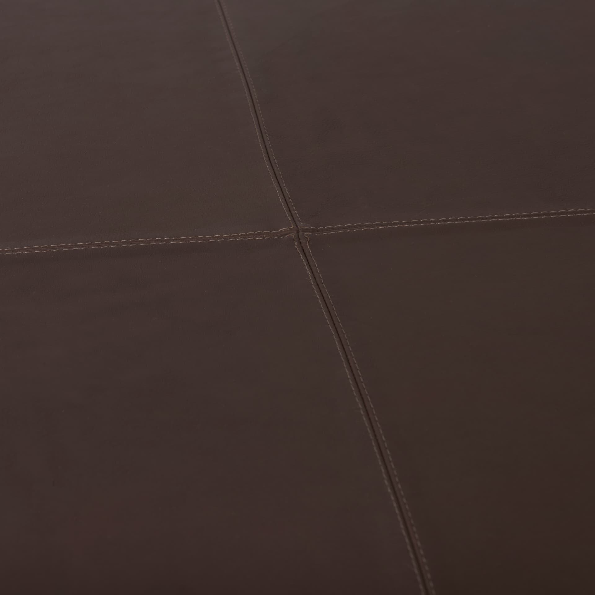 Minara 36L x 36W x 16H Square Dark Brown Leather Wrapped Ottoman — product photograph