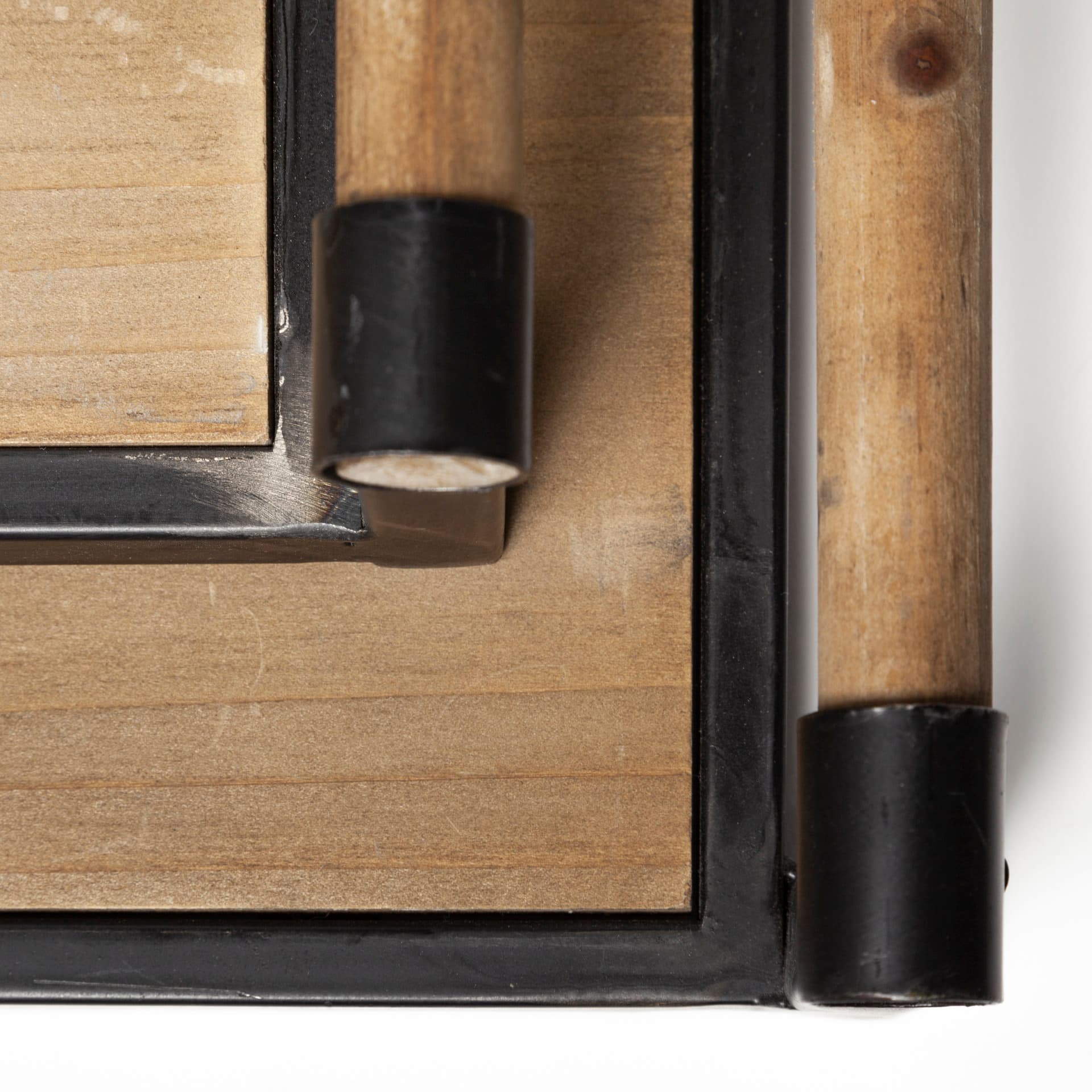 Benson Set of 2 Brown Wood Black Metal Trays — product photograph