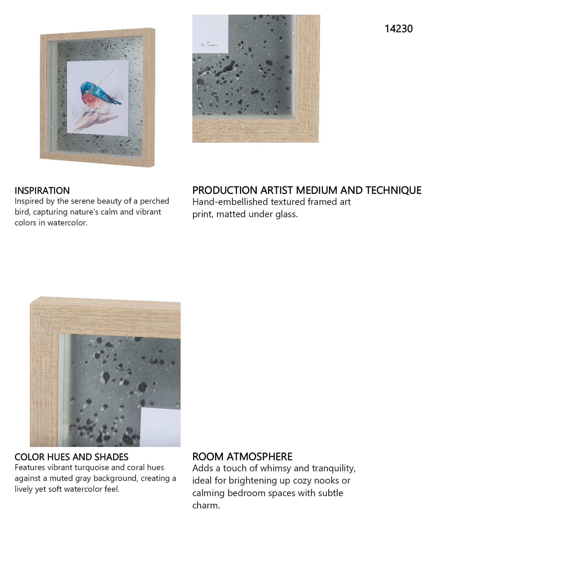 Eastern Blue III by Mercana Studio a Hand Embellished Textured Framed Art Print Matted under Glass — in a styled room