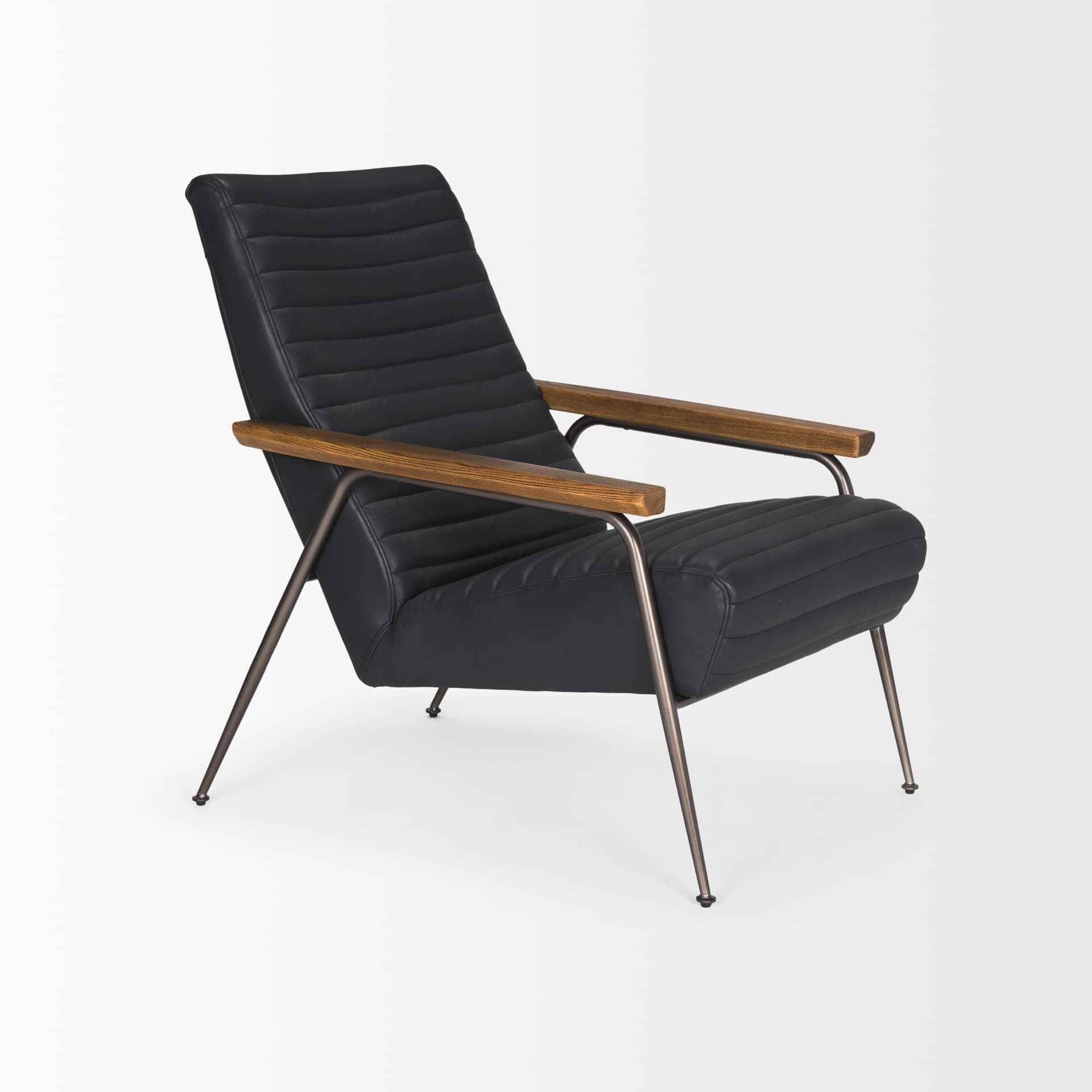 Grosjean Black Leather w/ Black Metal Frame Accent Chair — product photograph