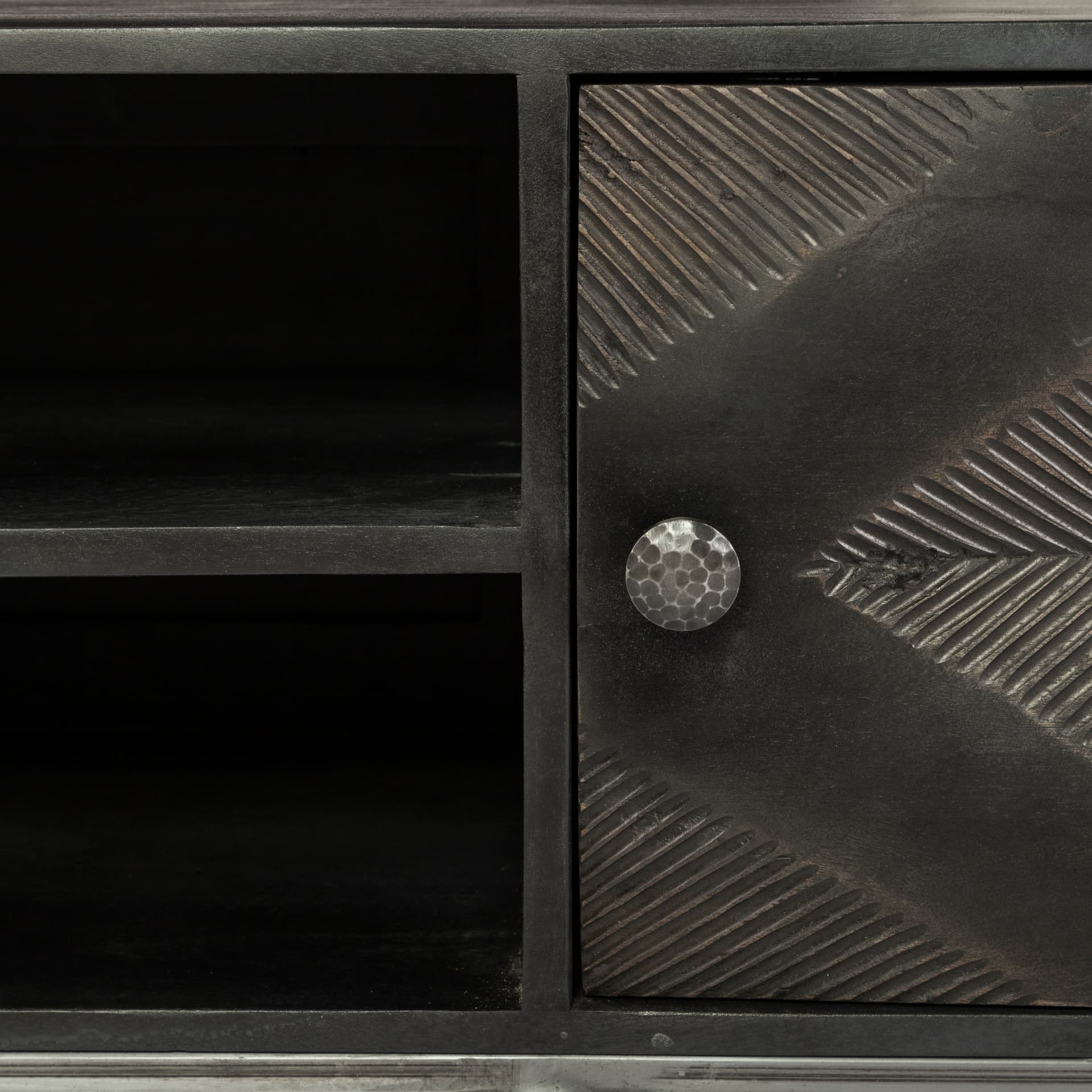 Hogarth I Dark Brown Solid Wood TV Stand Media Console with Storage, TV up to 81" — product photograph