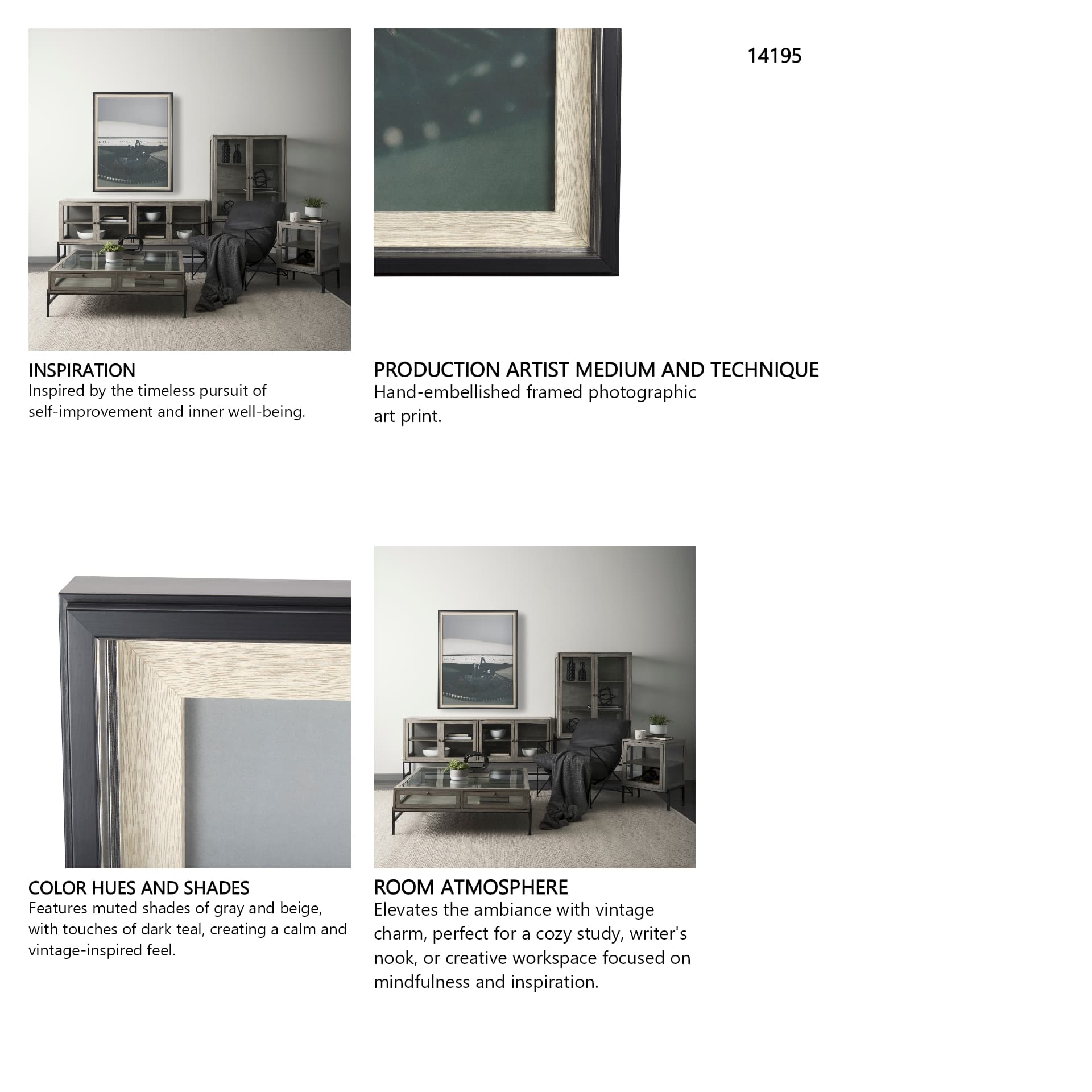 Typewriter Notes Care by Mercana Studio Hand Embellished Textured Framed Photo Art Print Matted unde — in a styled room