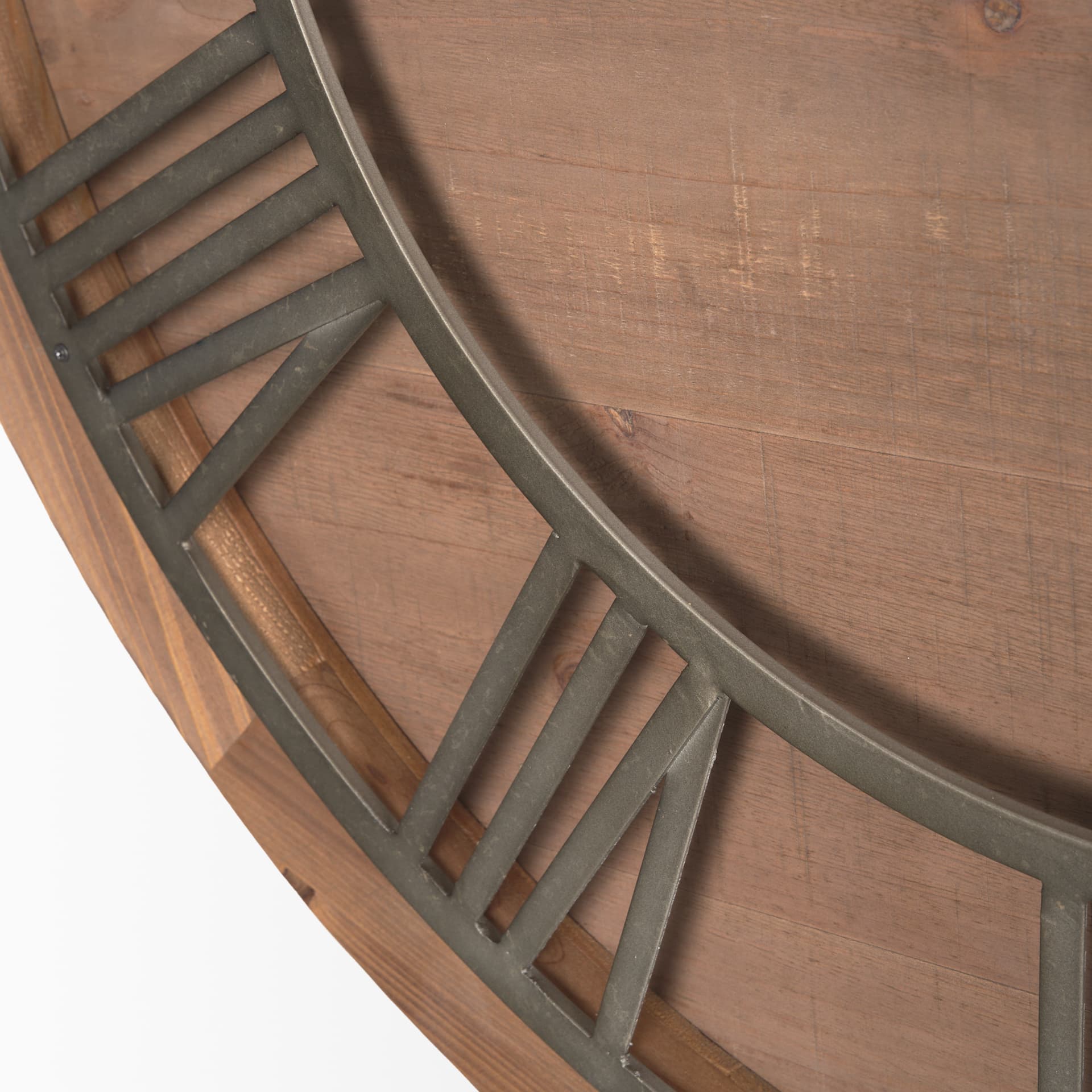 Raul Medium Brown Wood W/ Silver Metal Wall Clock — product photograph
