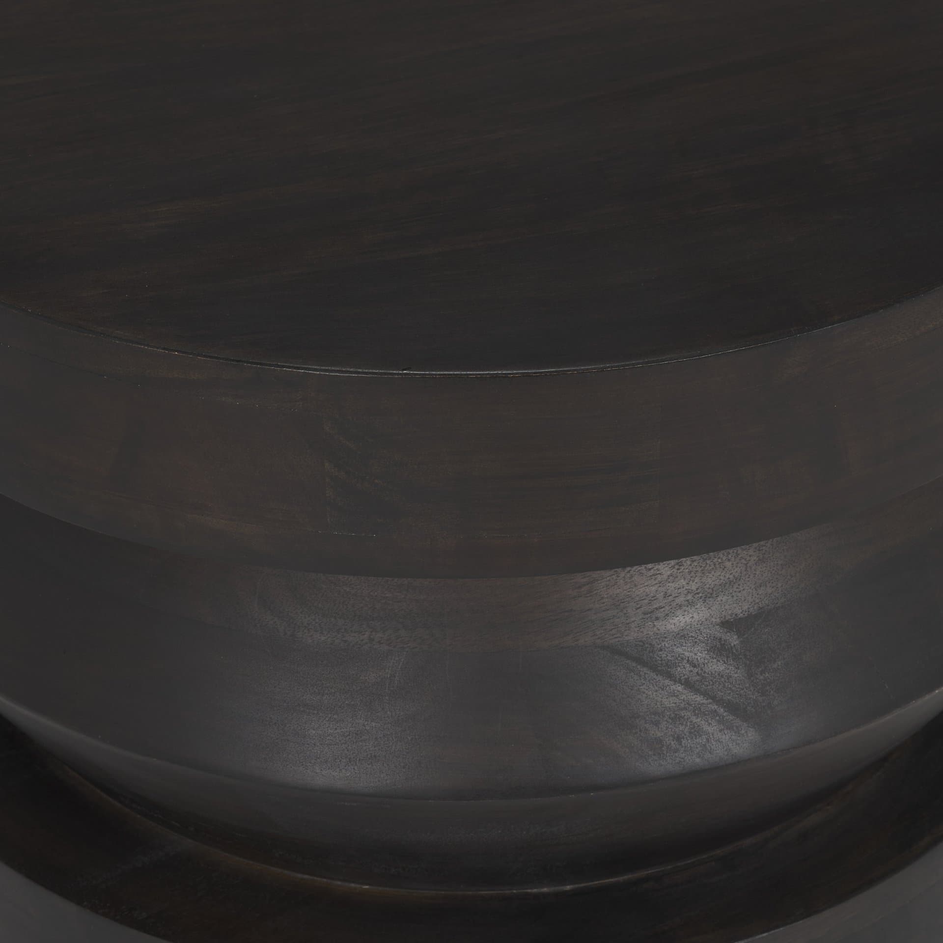 Rashama Dark Brown Wood Stacked Geometric Round Accent Table — product photograph