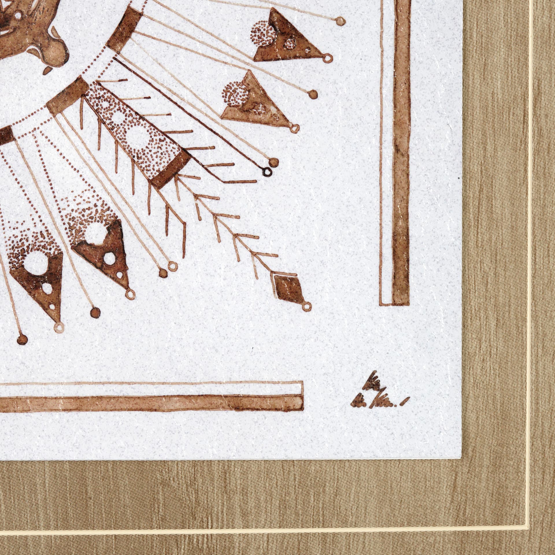 Sandpainting-Watercolor I by Mercana Studio Hand Embellished Framed Art Print Matted under Glass — product photograph